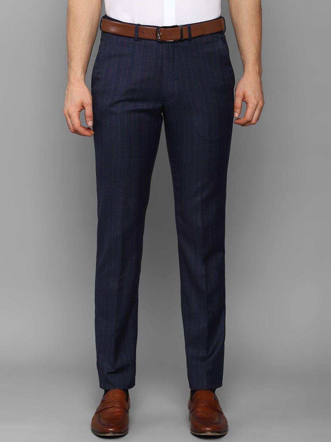 luxure by louis philippe men navy blue checked slim fit trousers