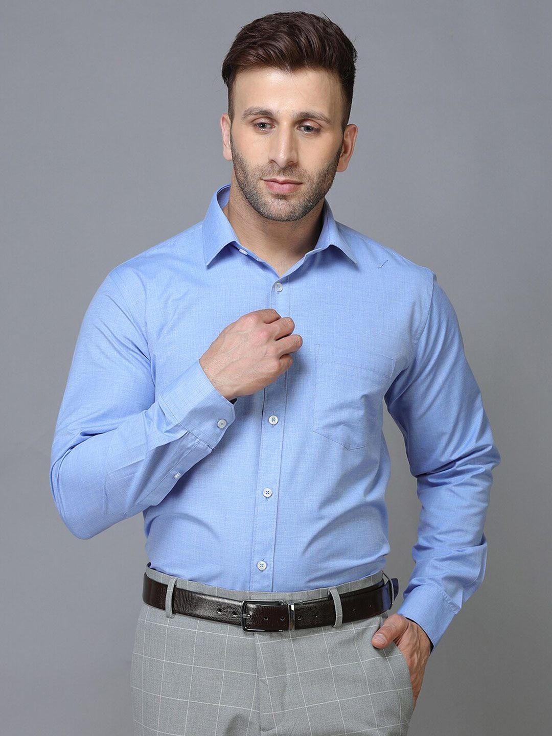 tqs men blue standard casual shirt