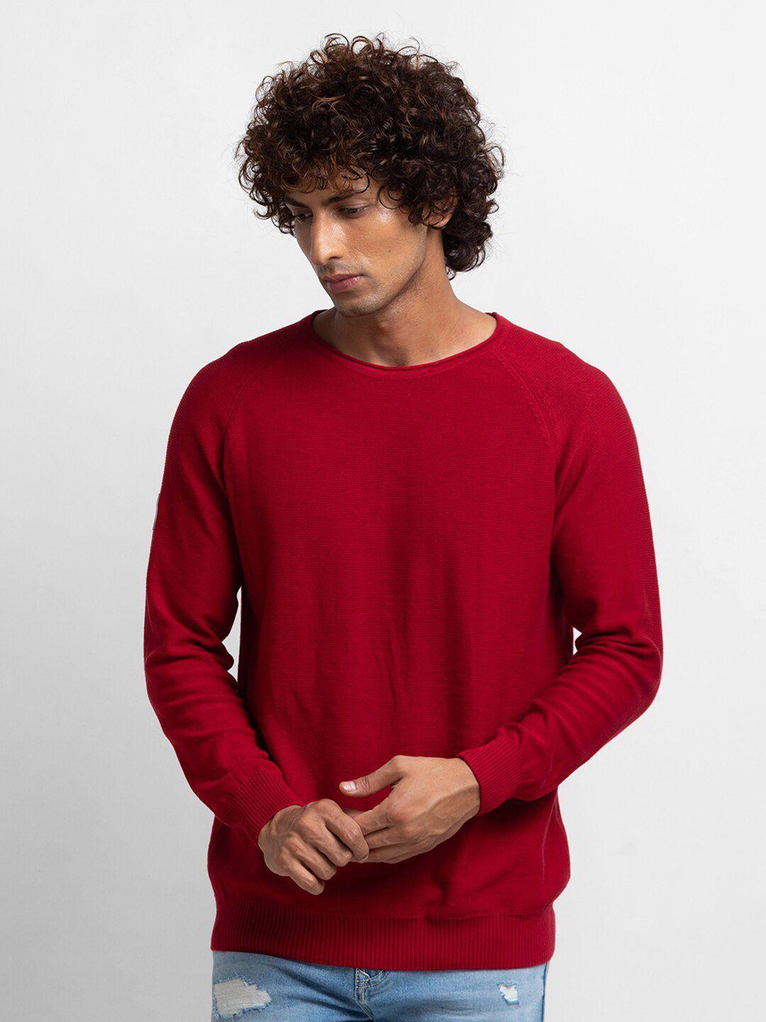 spykar men red pullover