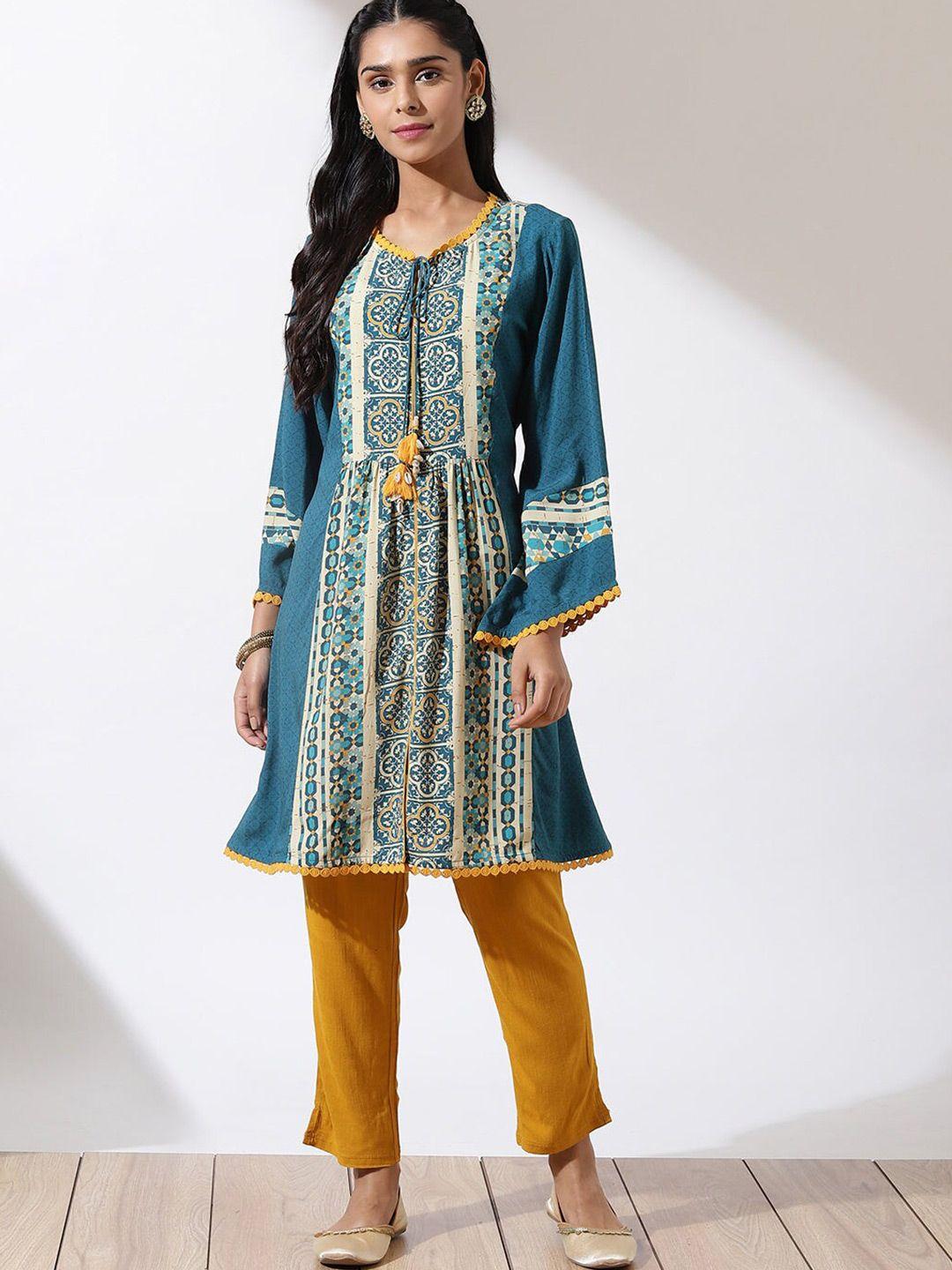 lakshita blue floral printed kurti