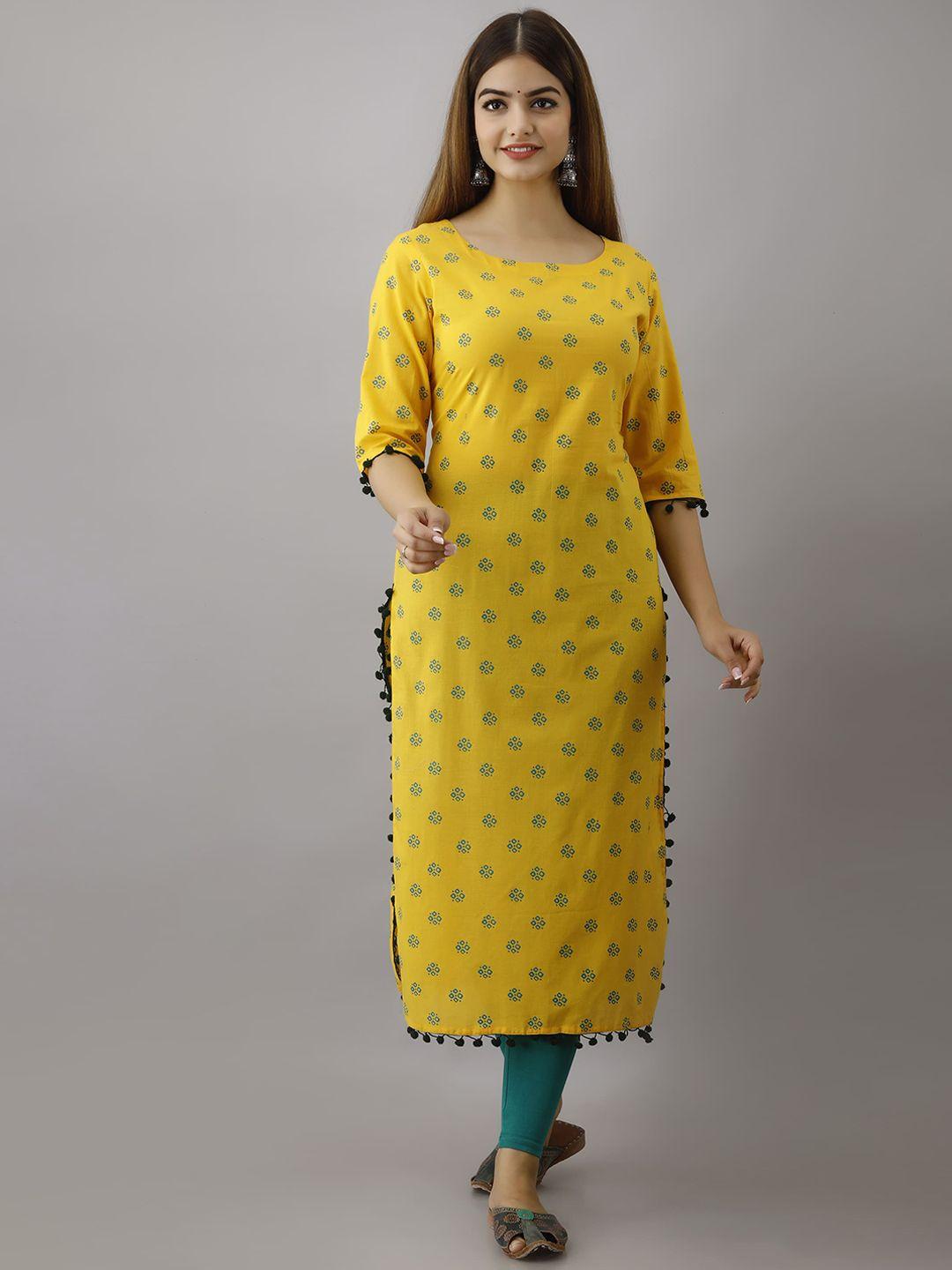 kimayra women yellow geometric printed kurta