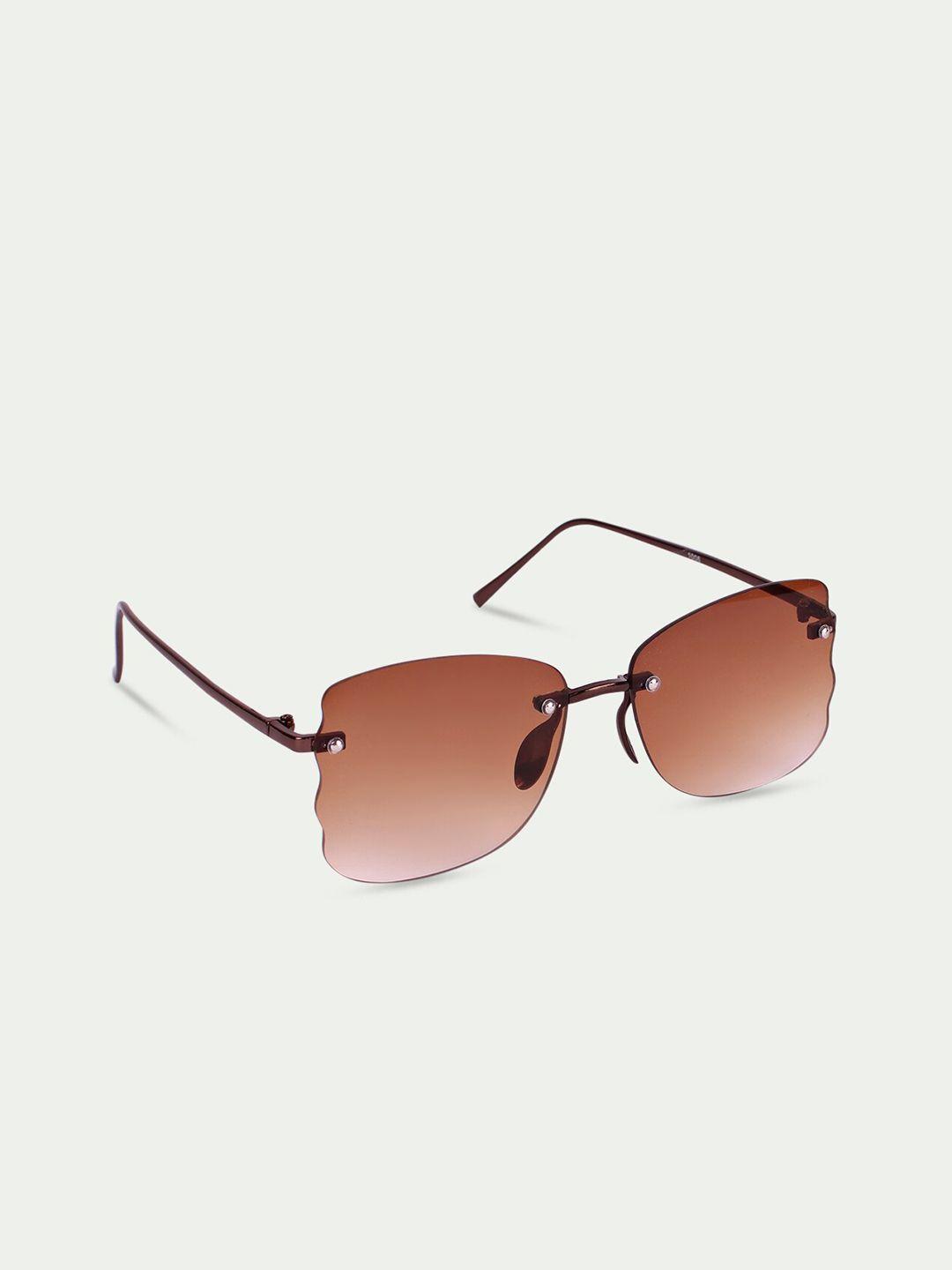 fuzoku women brown lens & gunmetal-toned oversized sunglasses with uv protected lens