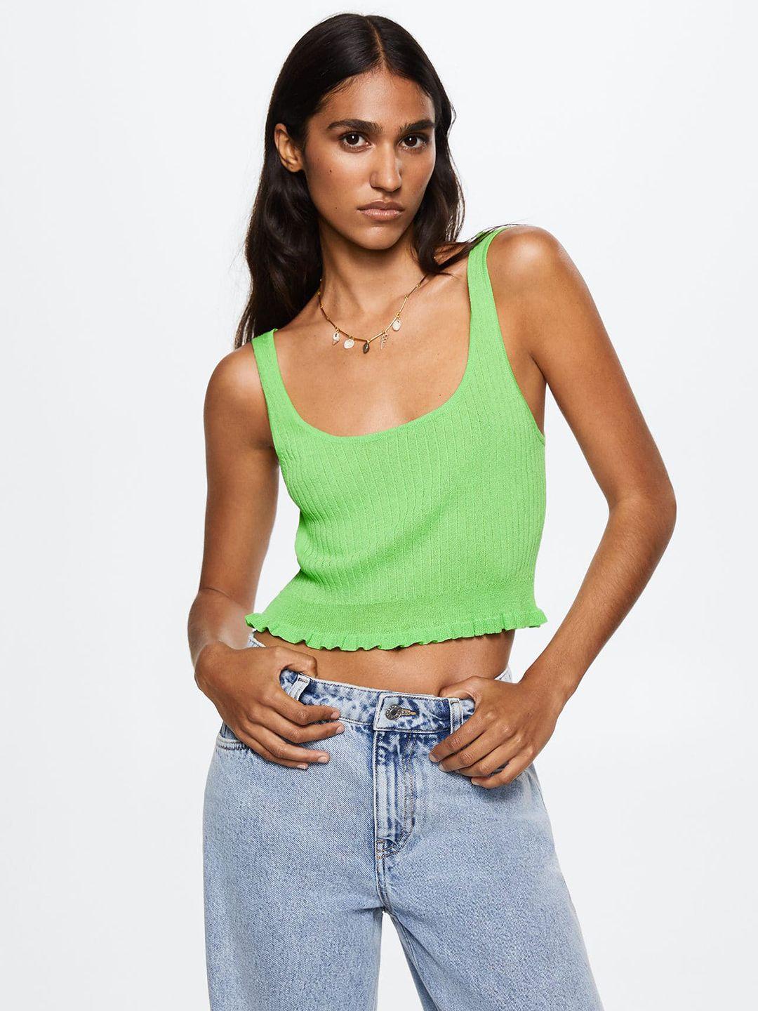 mango green ribbed crop top