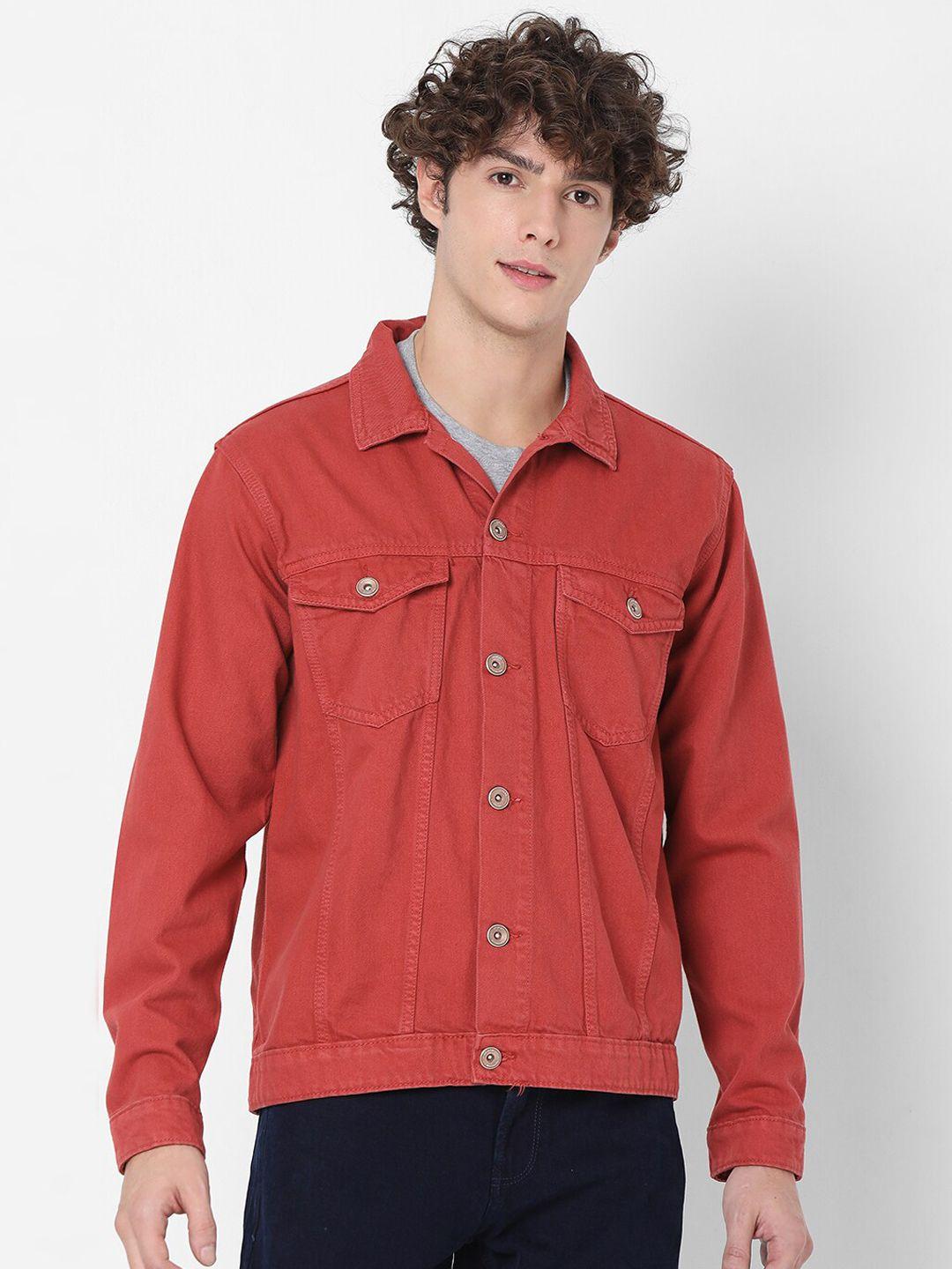 spykar men red denim jacket