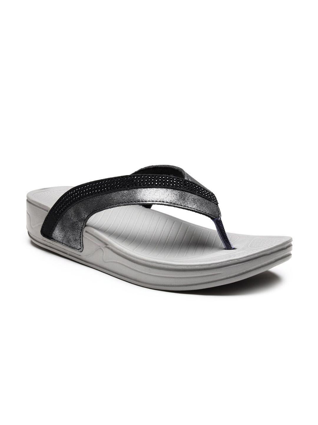 da naturo italy women black & grey rubber slip-on