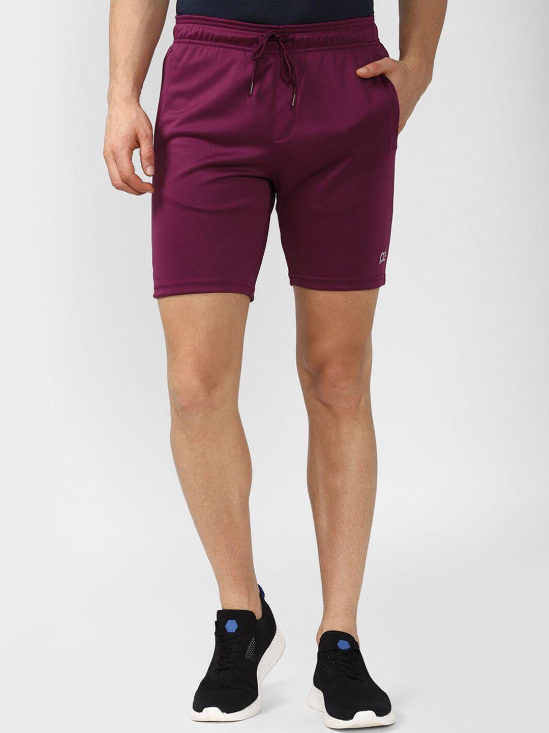 peter england casuals men purple solid slim fit sports shorts