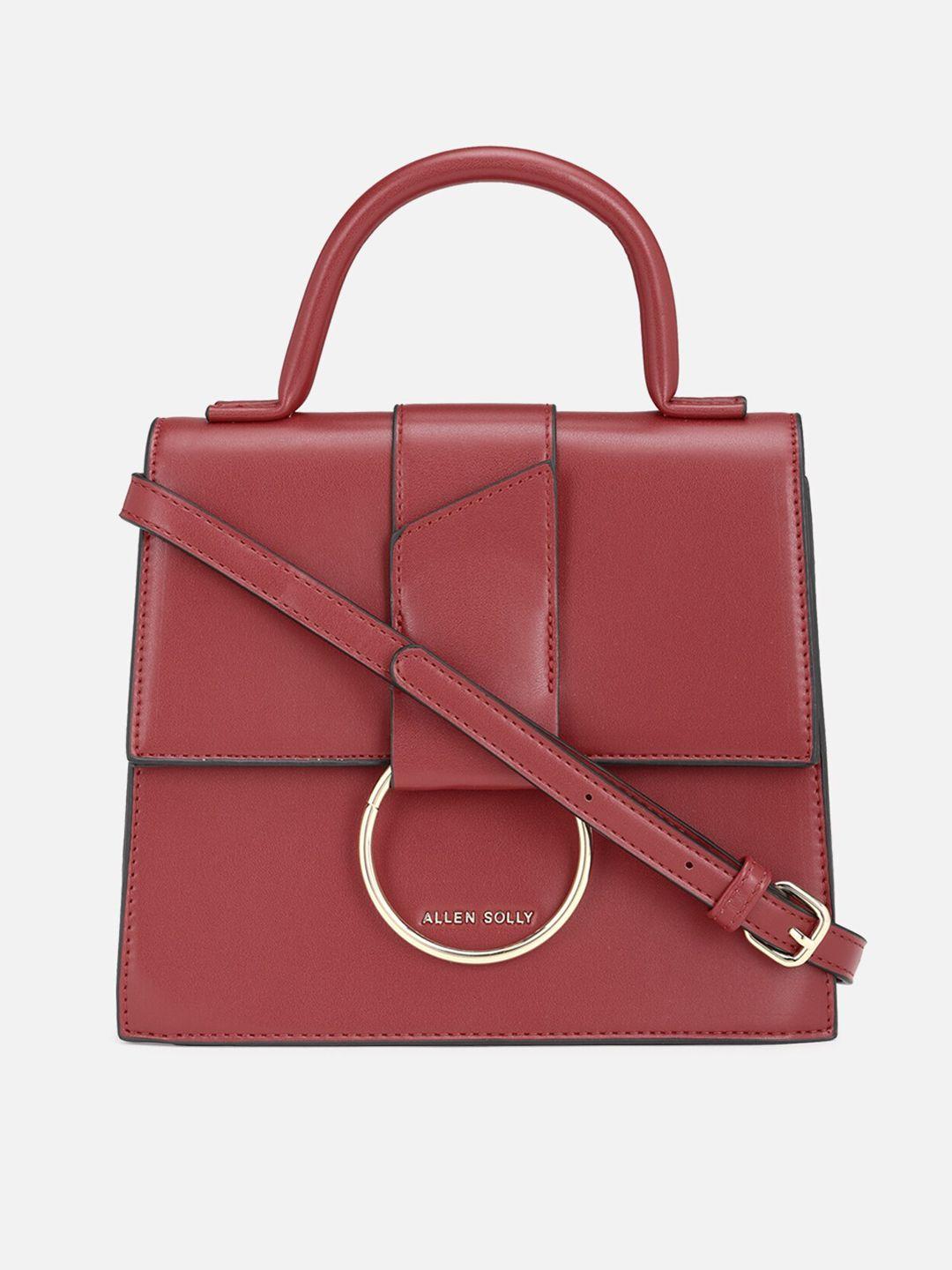 allen solly maroon solid structured satchel