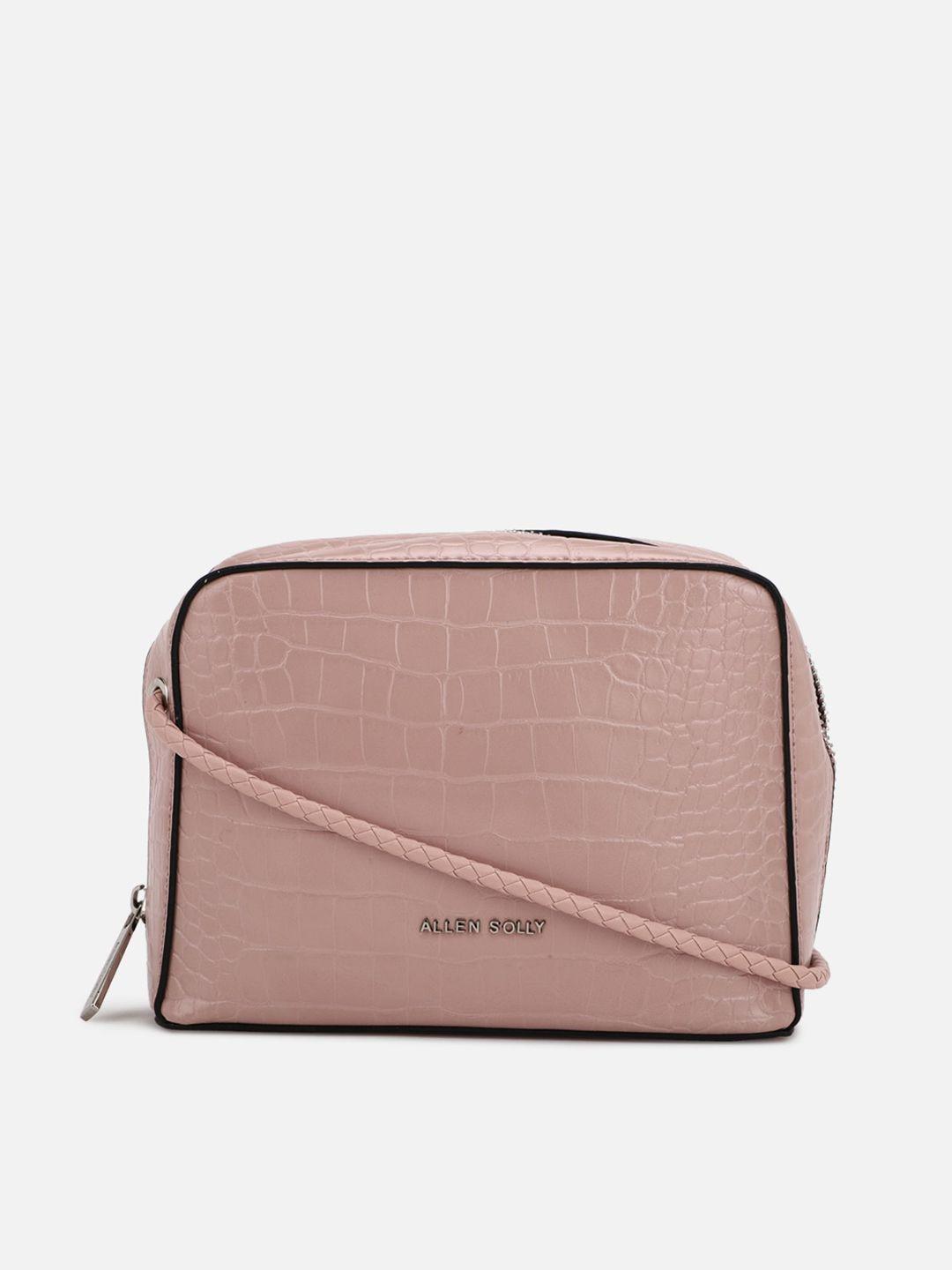 allen solly pink textured pu structured sling bag