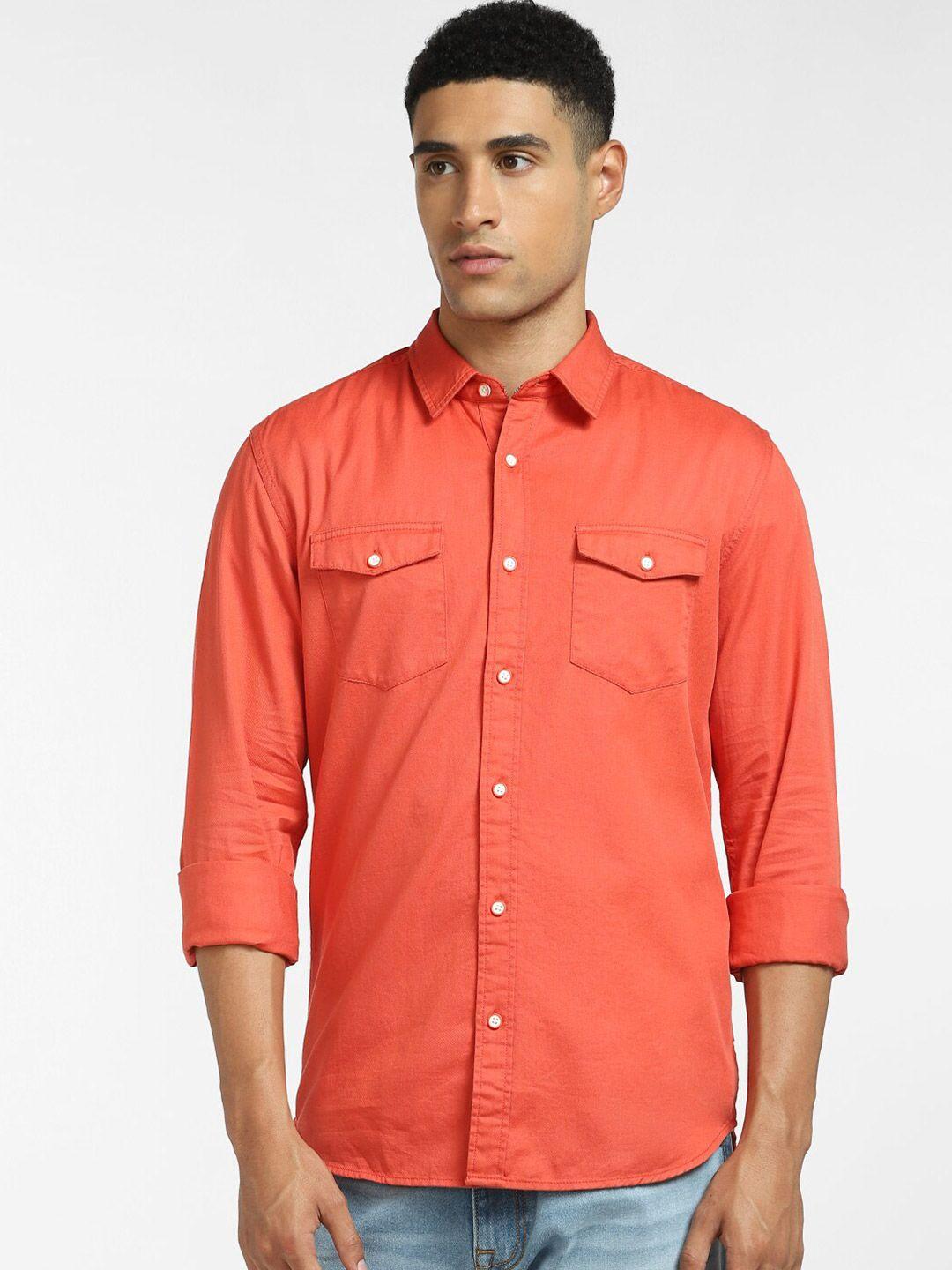 jack & jones men orange casual shirt