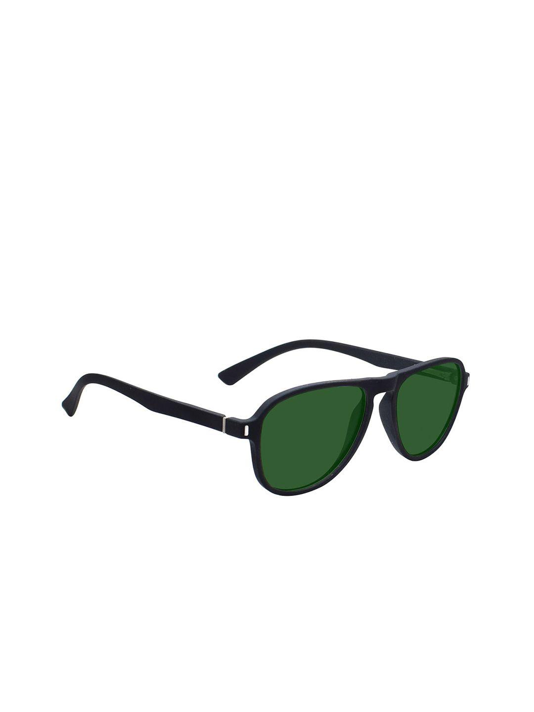 peter jones eyewear unisex green lens & black uv protected aviator sunglasses tr011gr