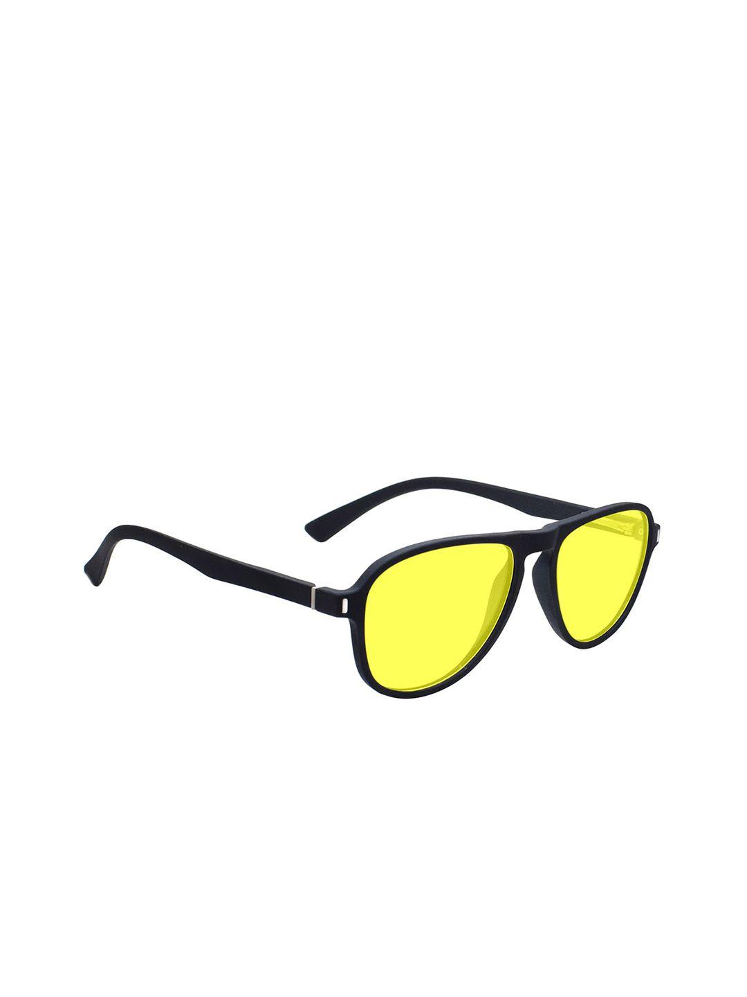 peter jones eyewear unisex yellow lens & black aviator sunglasses with uv protected lens