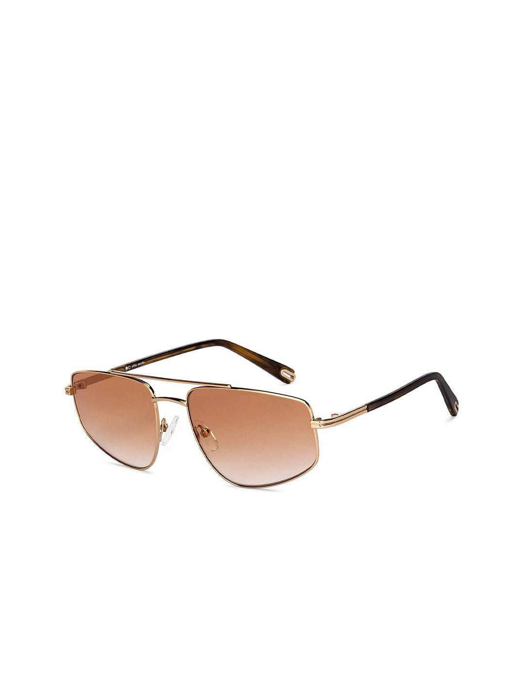 john jacobs unisex brown lens & gold-toned aviator sunglasses with uv protected lens