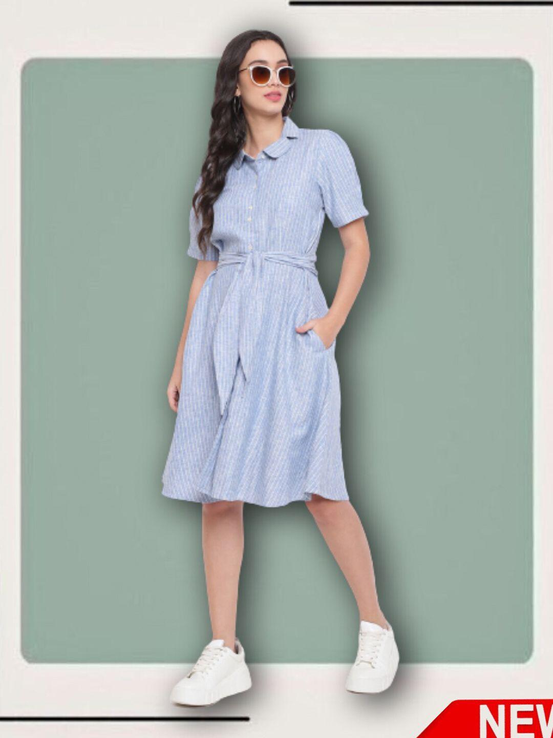 latin quarters women blue striped shirt dress