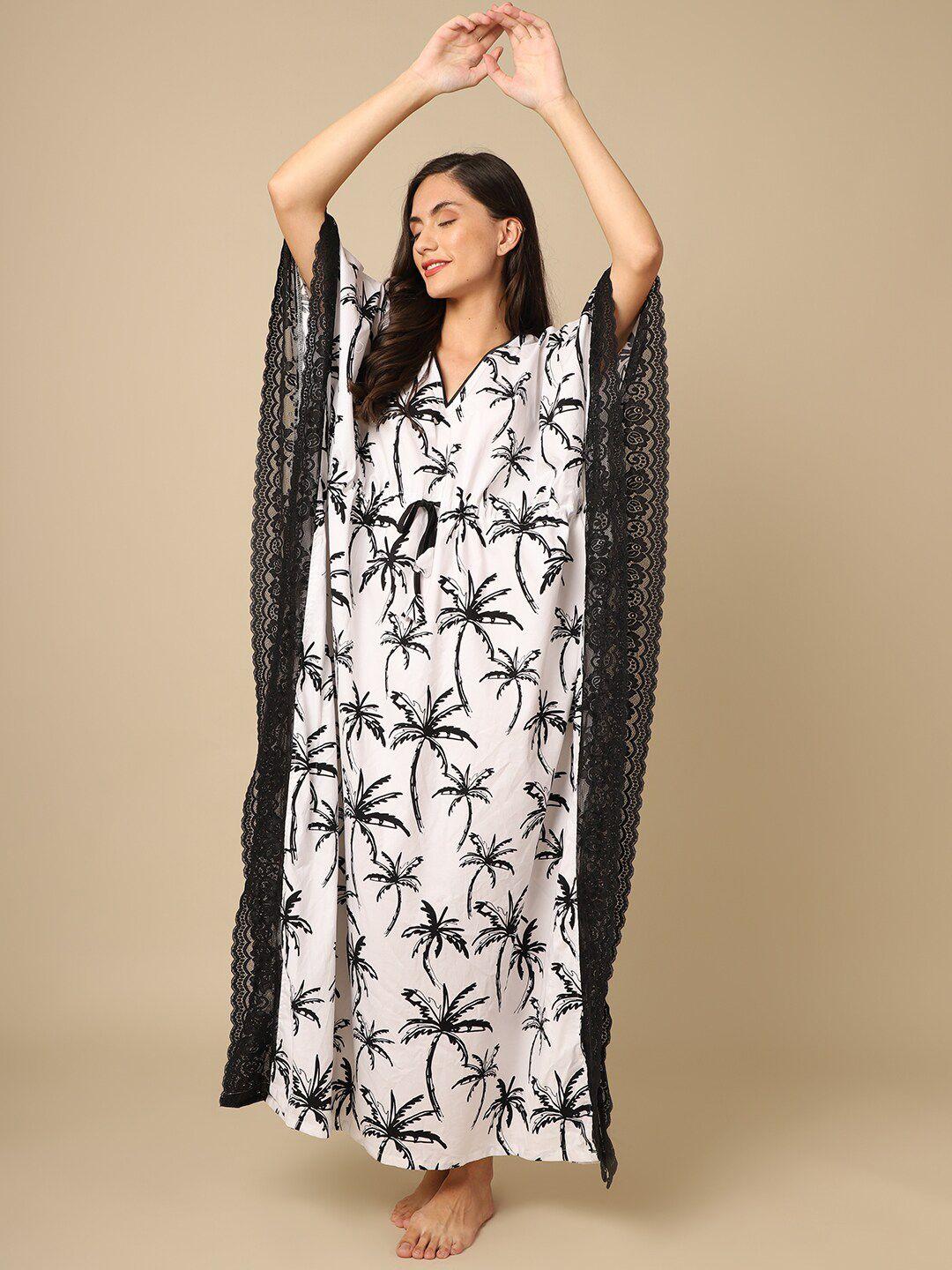 boston club white printed maxi nightdress