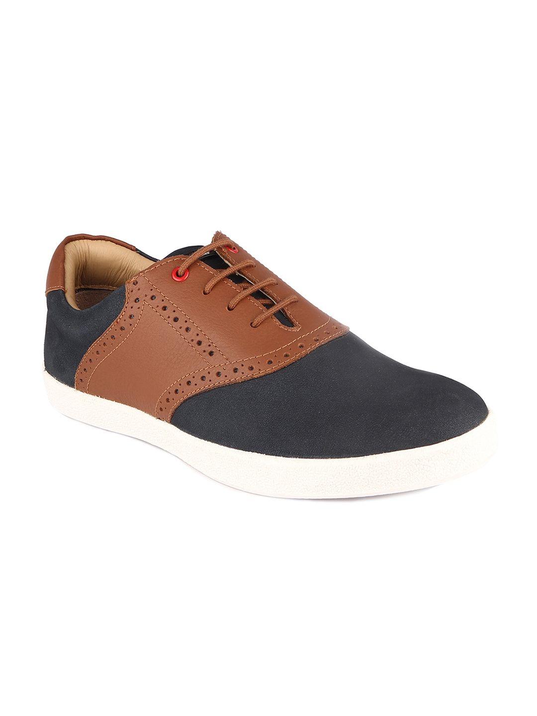 red chief men tan colourblocked leather oxfords