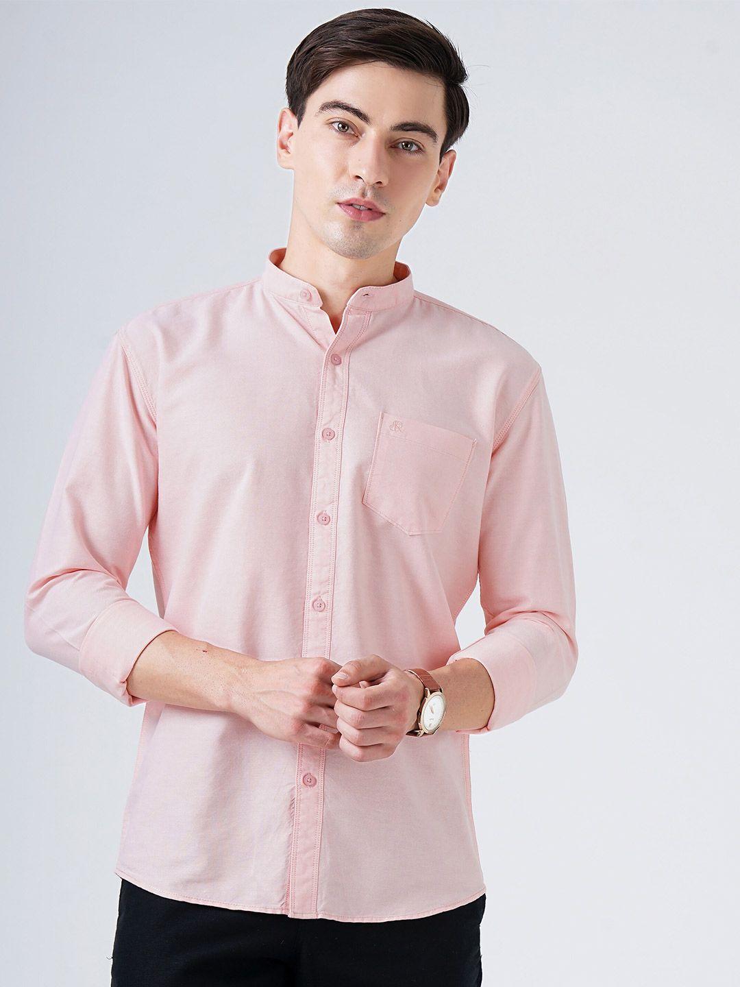 soratia men peach-coloured slim fit casual shirt