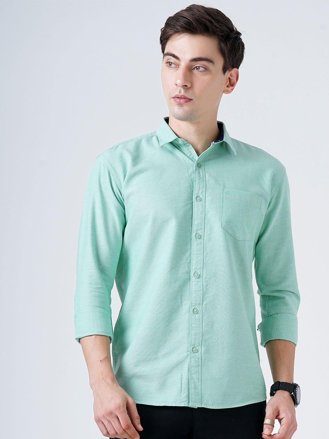 soratia men green slim fit casual shirt