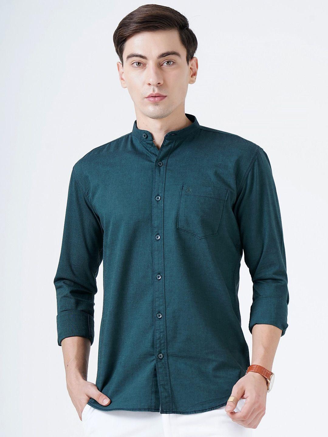 soratia men green slim fit casual shirt