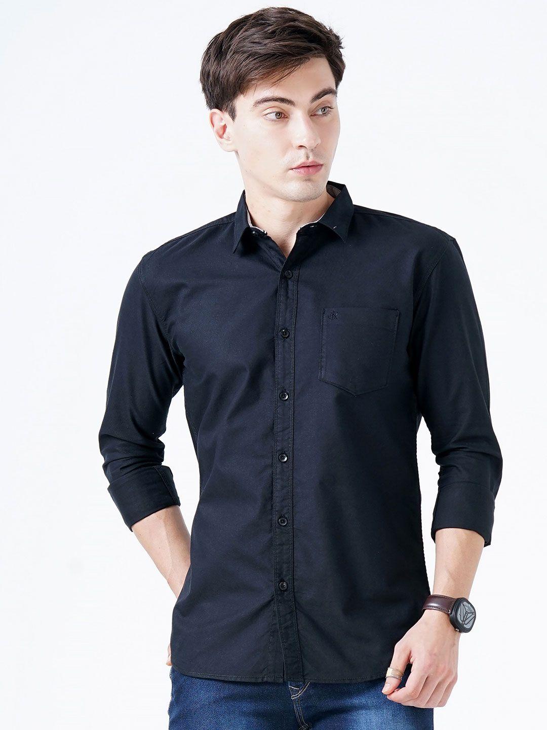 soratia men black slim fit casual shirt