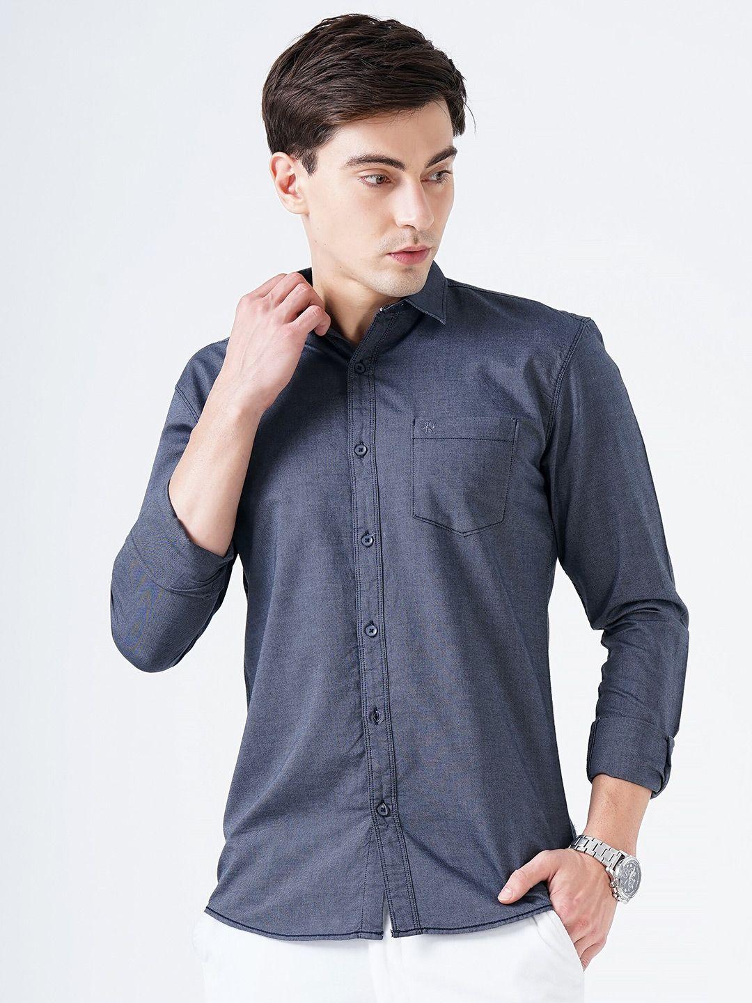 soratia men charcoal slim fit casual shirt