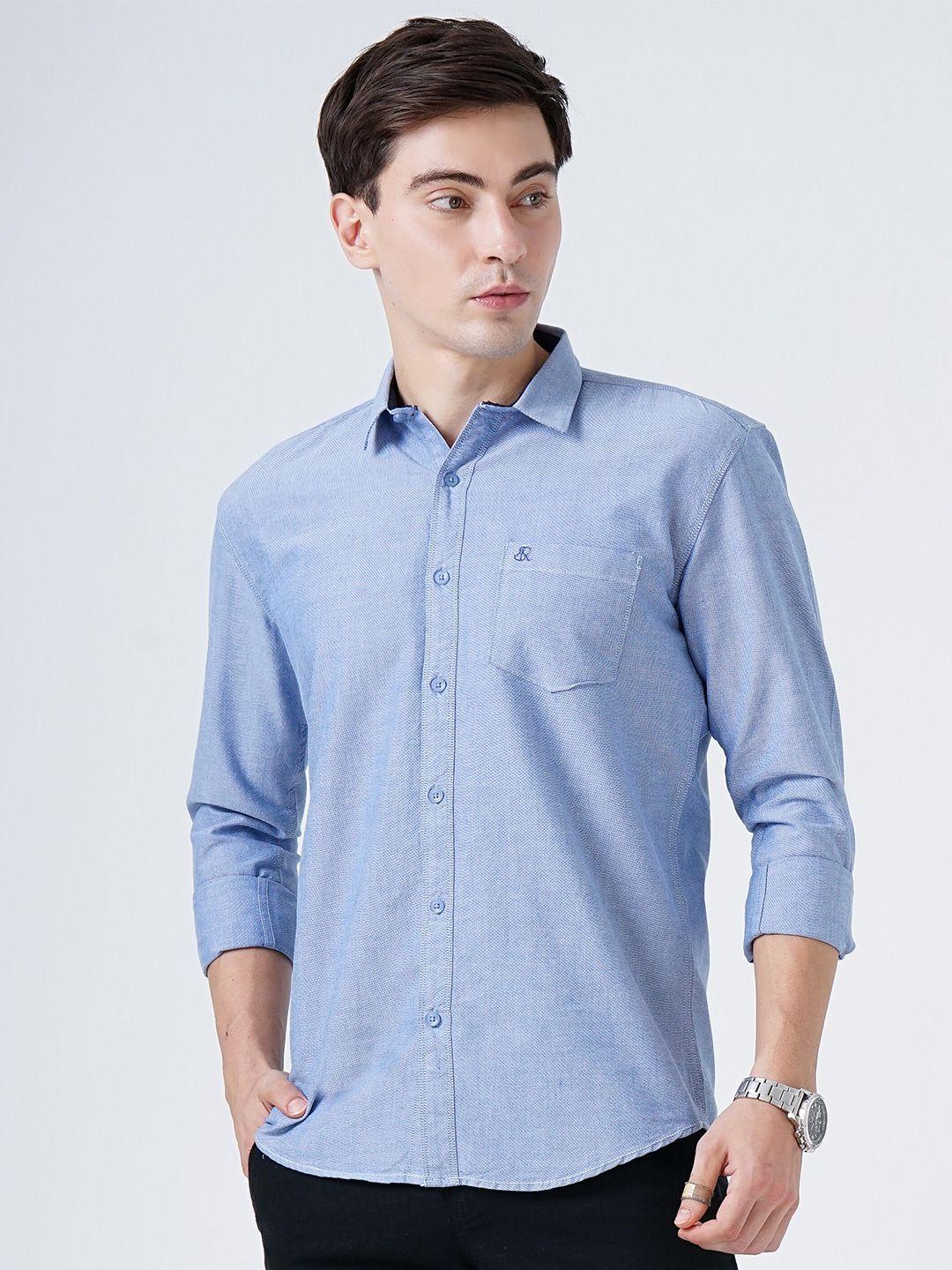 soratia men blue slim fit casual shirt