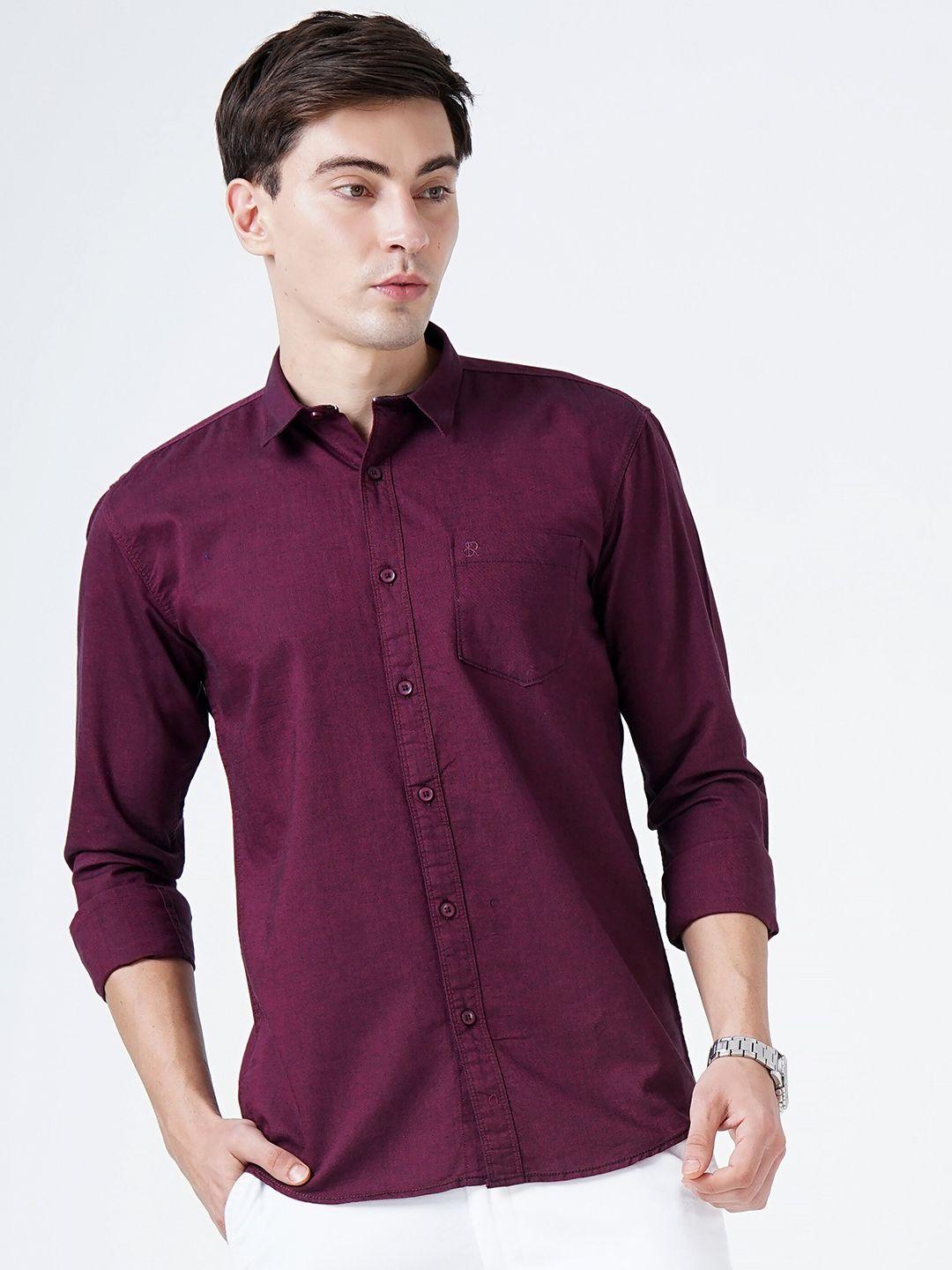 soratia men magenta slim fit casual shirt