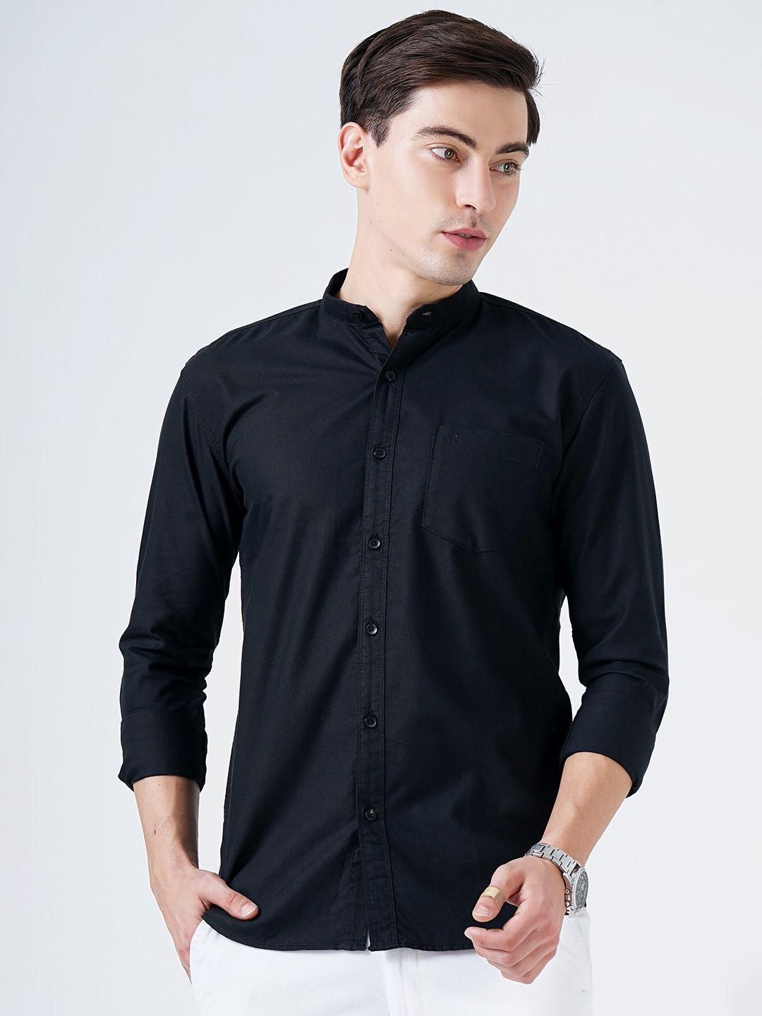 soratia men black slim fit casual shirt