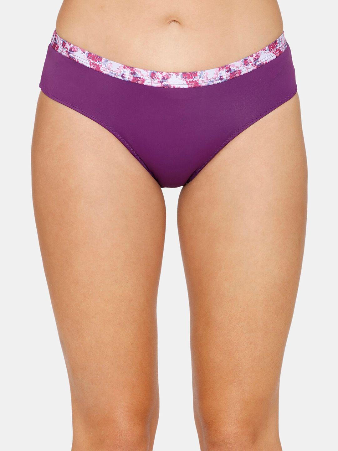 zivame women purple solid hipster briefs