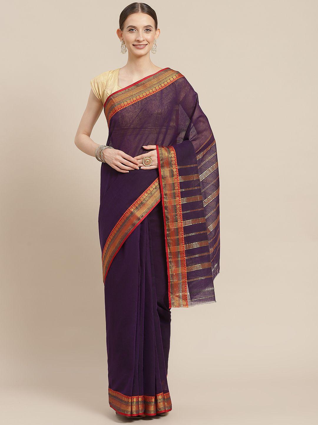 ishin purple & red zari saree