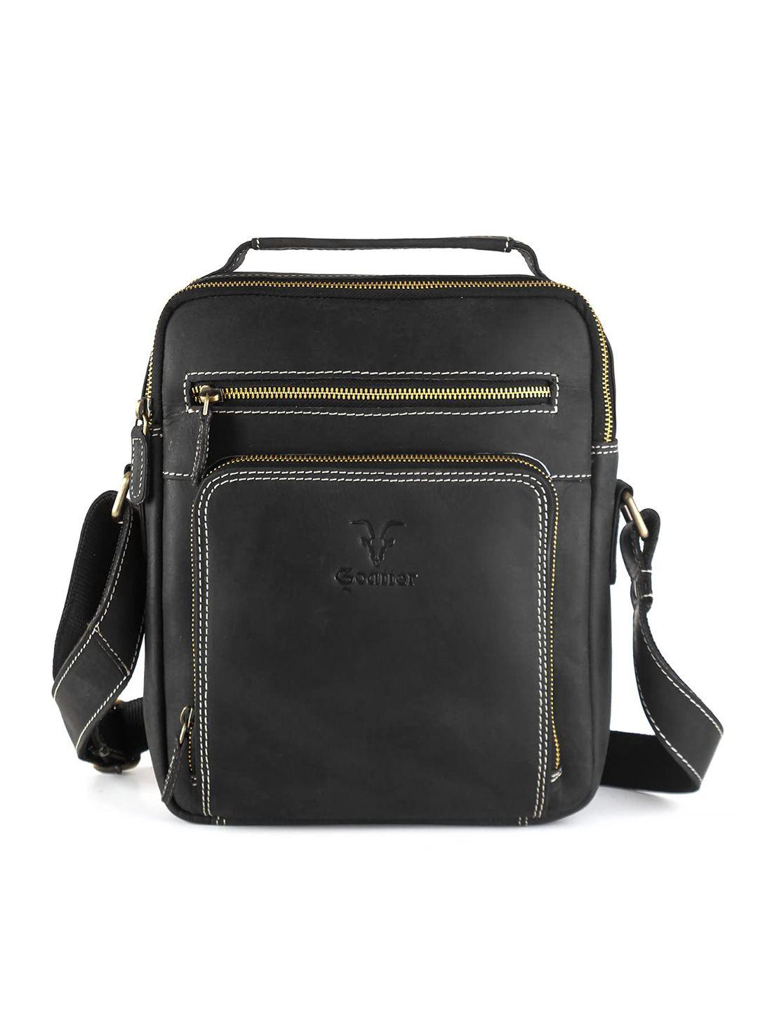 goatter men black messenger bag