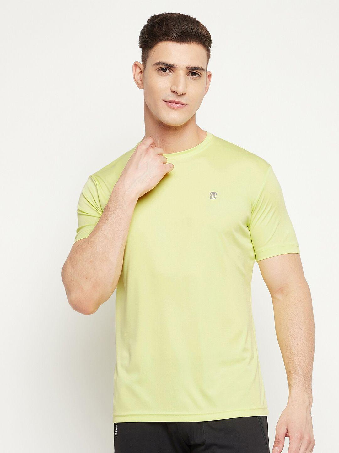 mozafia men yellow solid t-shirt