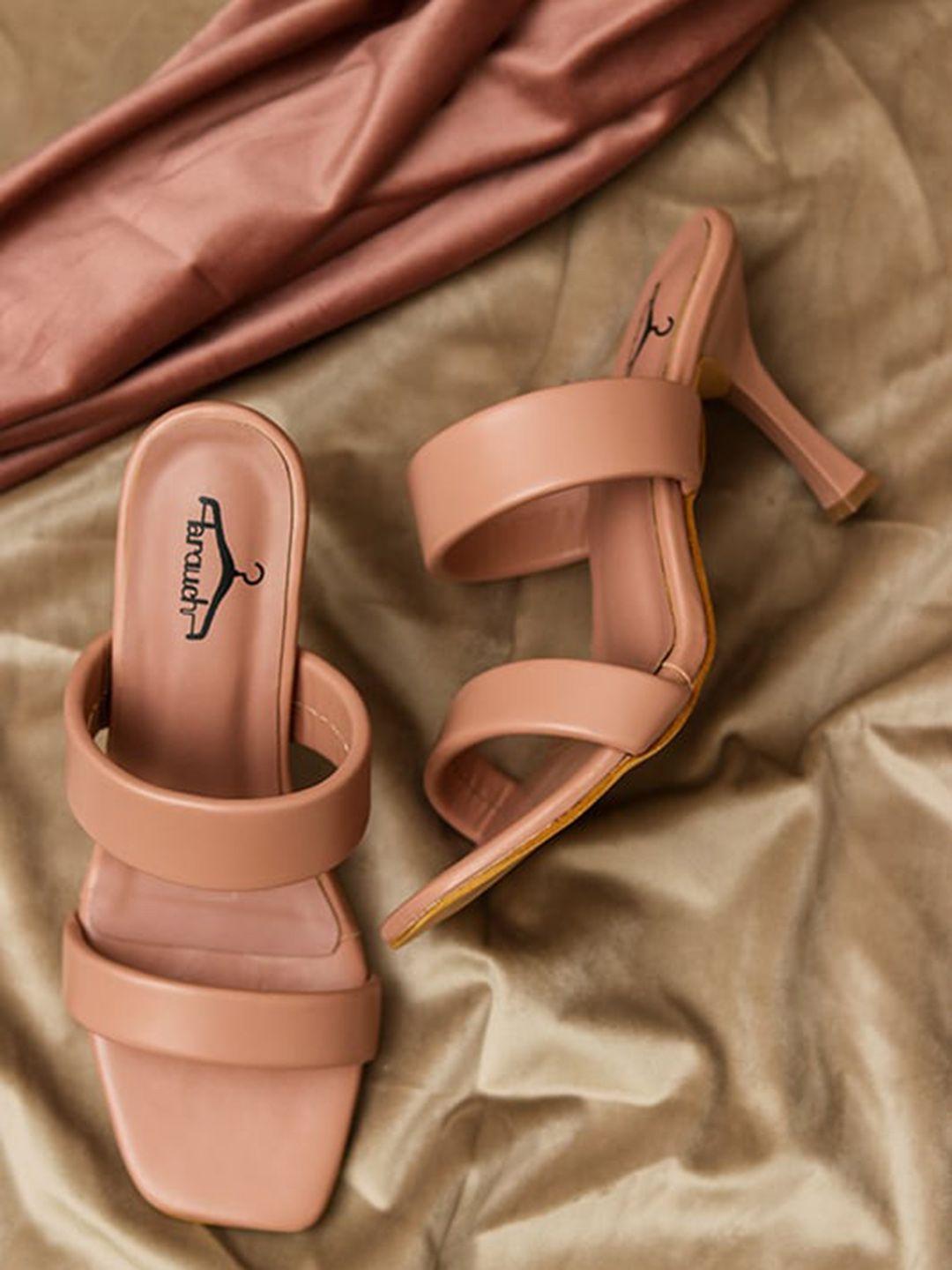 brauch peach-coloured block mules