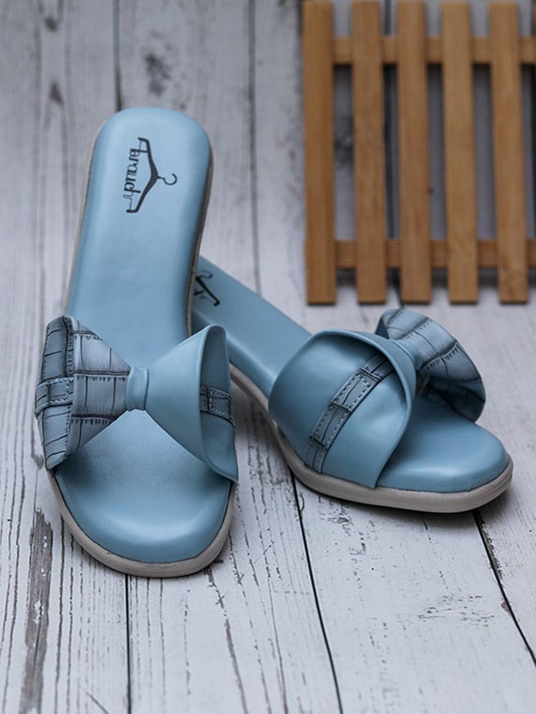 brauch blue embellished wedge mules with bows