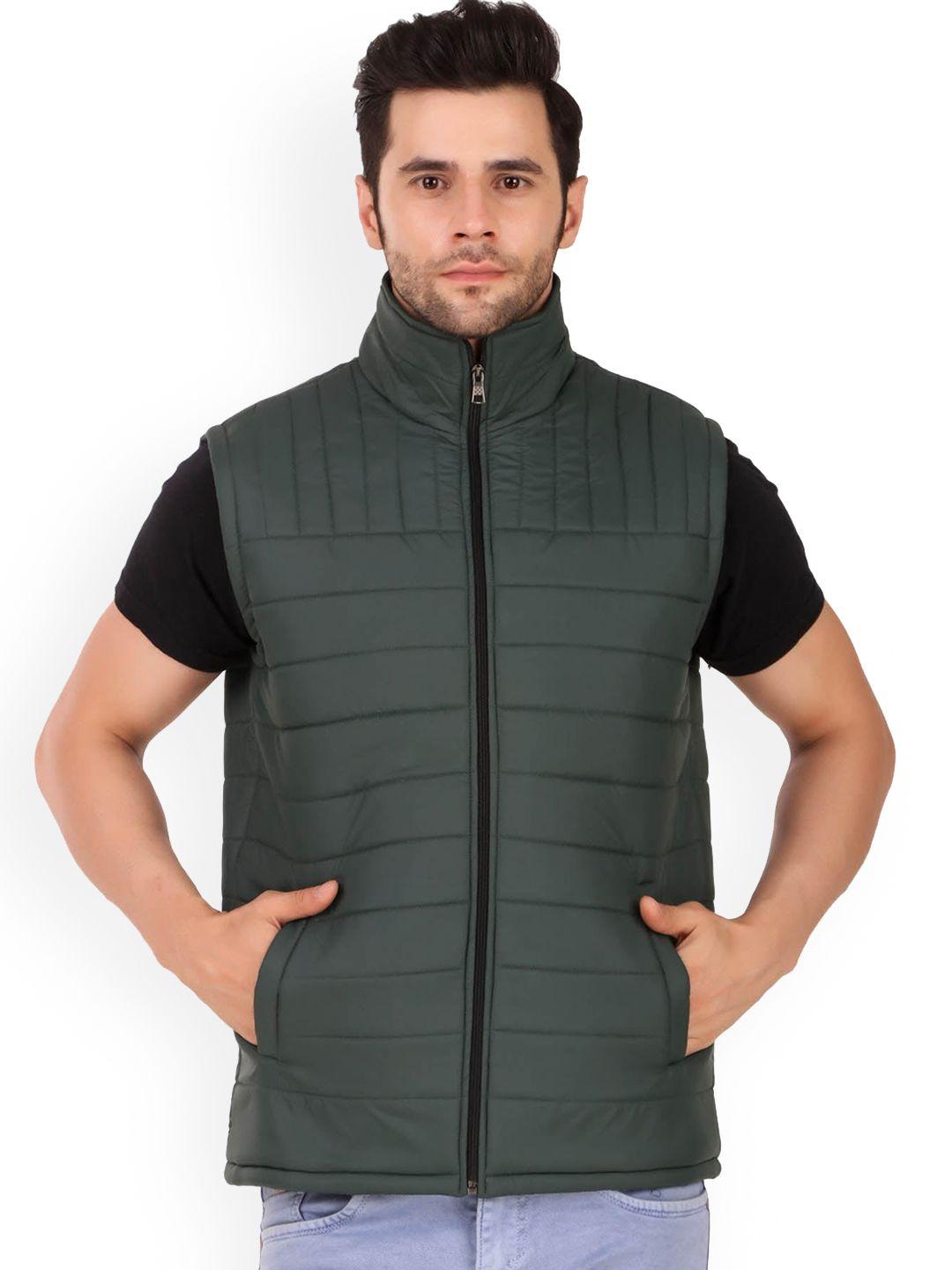 leather retail men green cut sleeve winter polyester outdoor jacket padded jacket