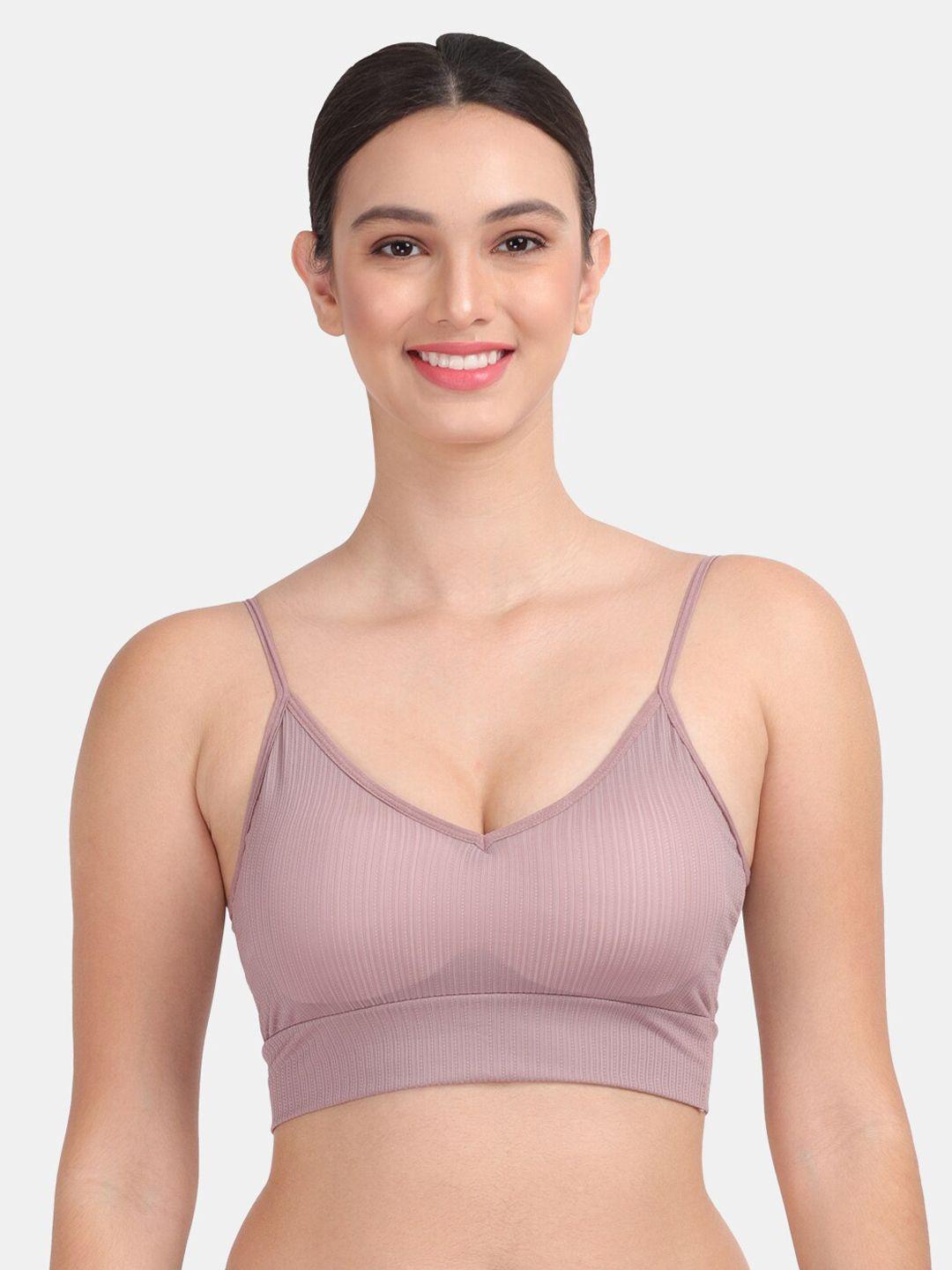 amour secret women mauve striped workout bra removable padding