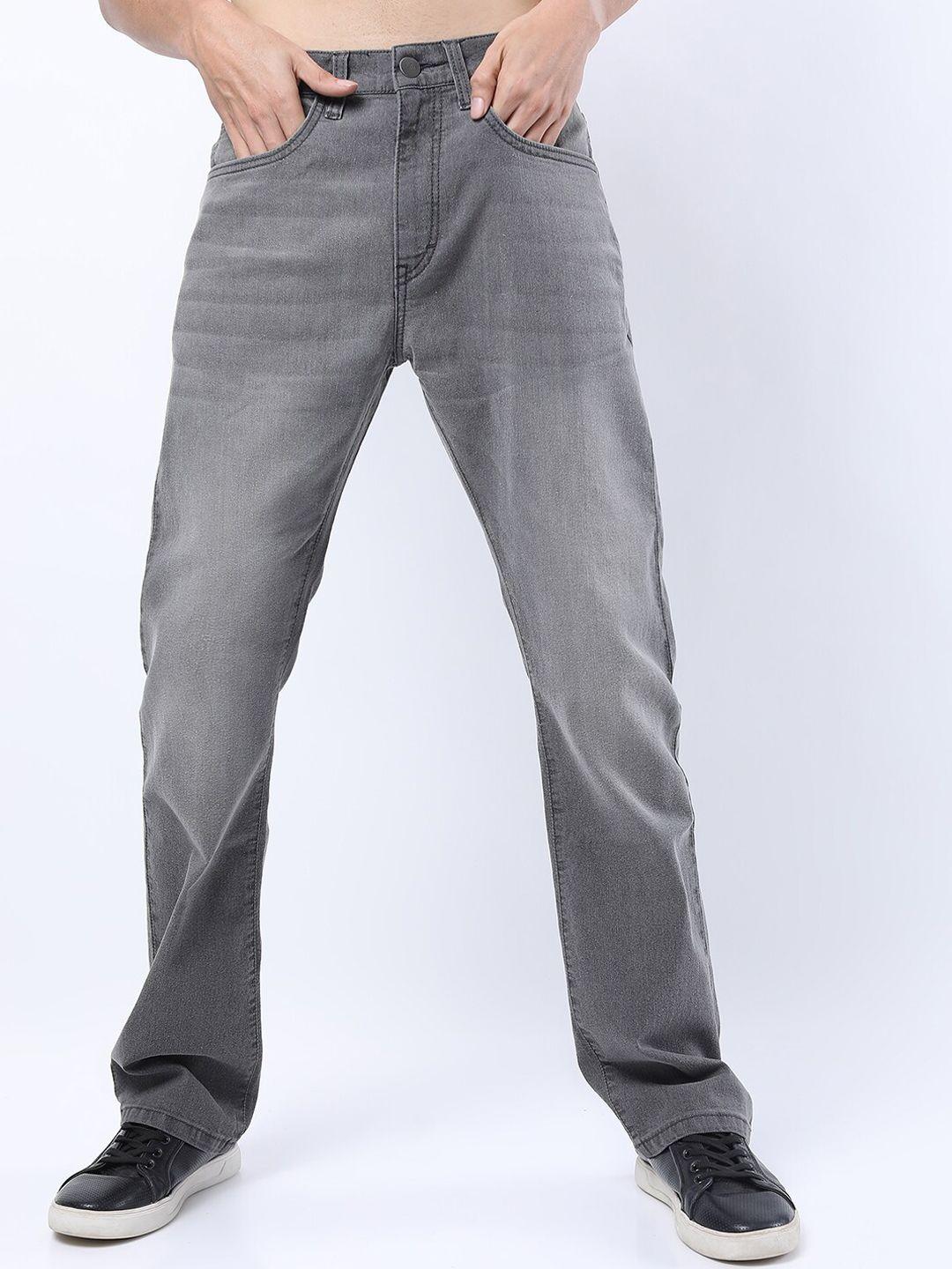 ketch men grey bootcut clean look stretchable jeans