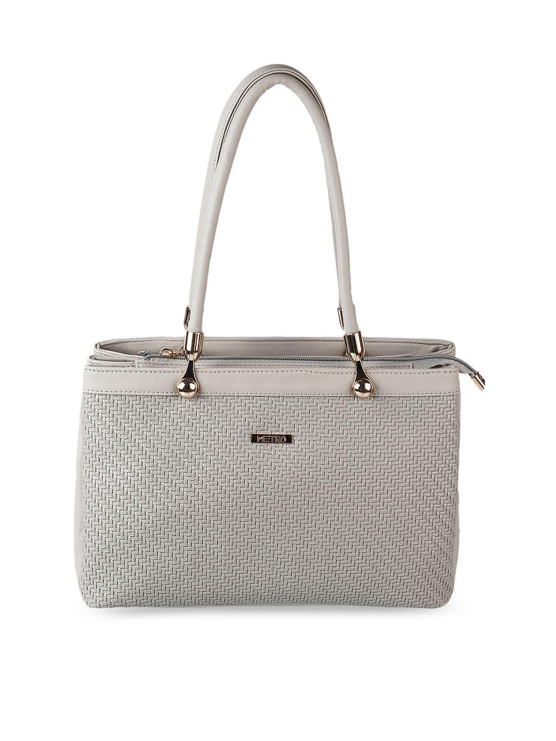 metro grey structured shoulder bag with quilted