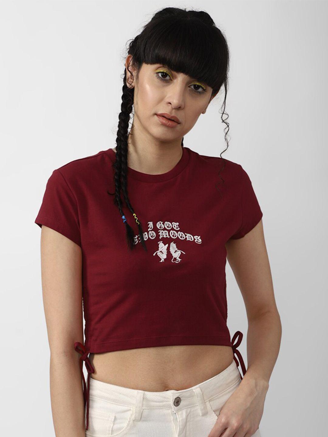 forever 21 maroon print crop top