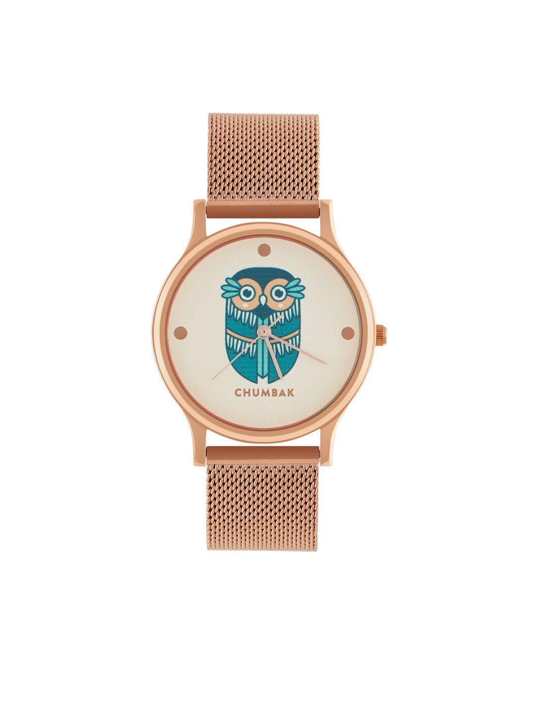 teal by chumbak women white brass dial & bracelet style straps analogue watch 8907605117503