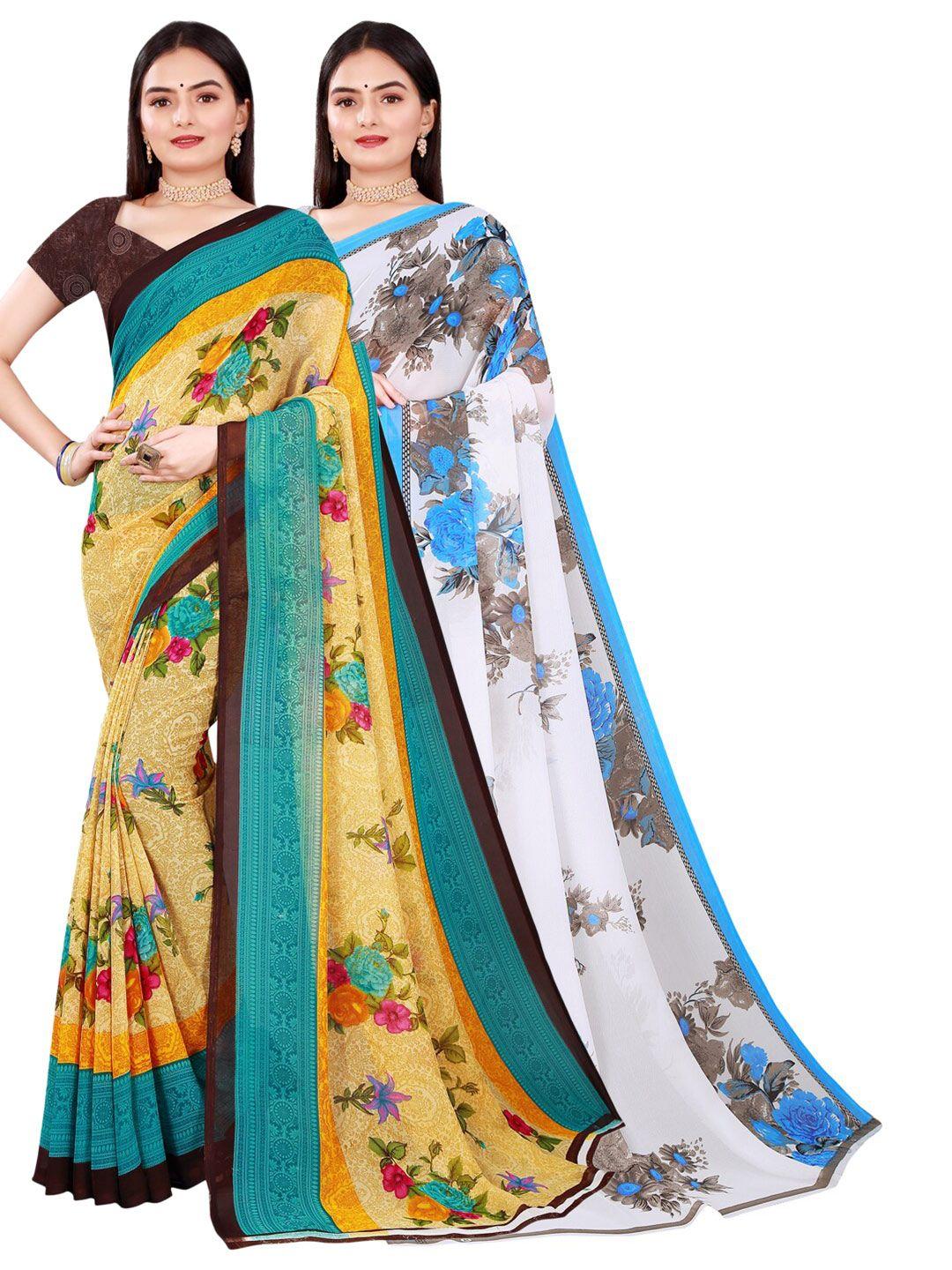 florence pack of 2 floral pure georgette sarees