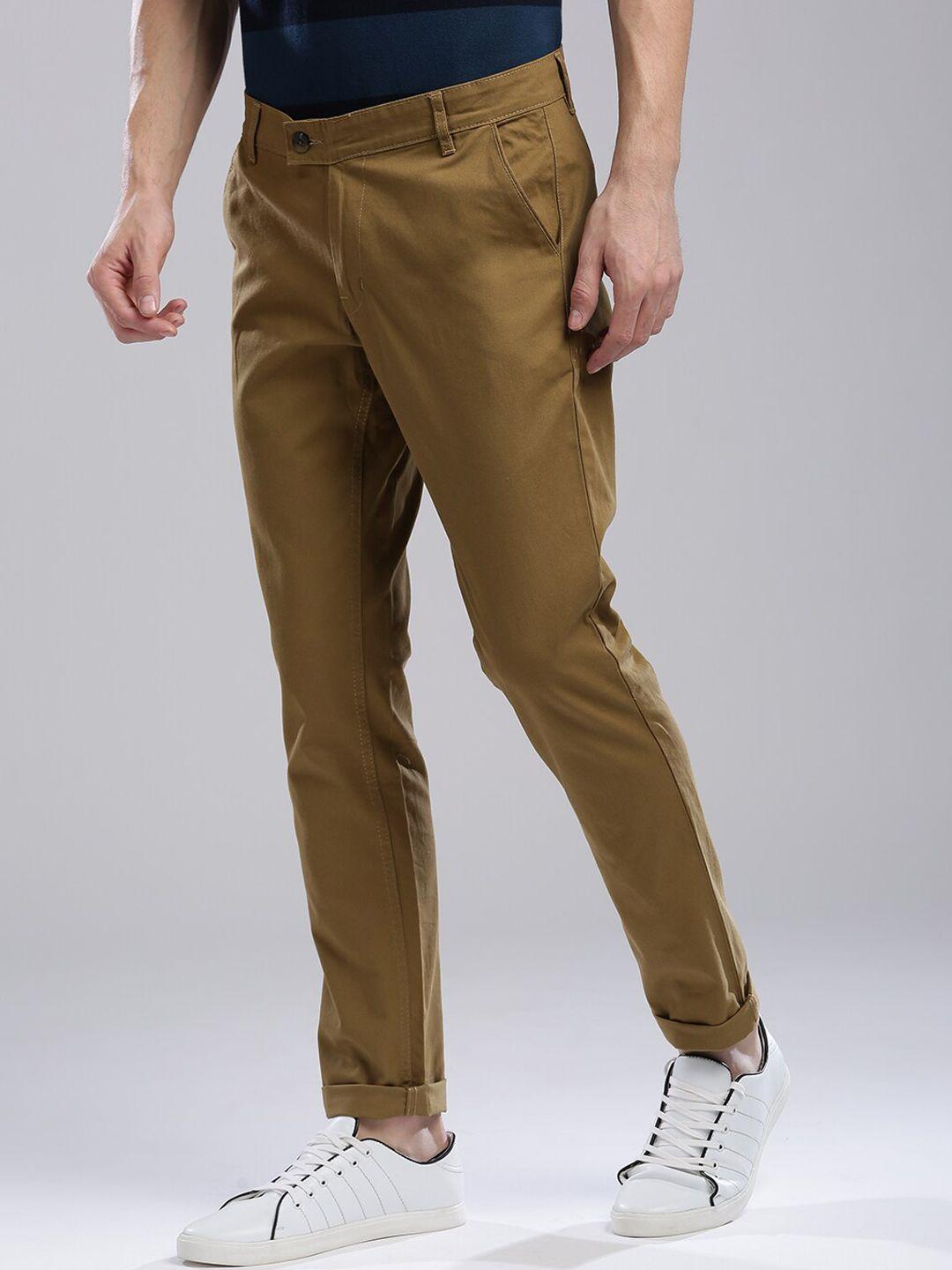 hubberholme men mustard yellow comfort slim fit chinos trousers