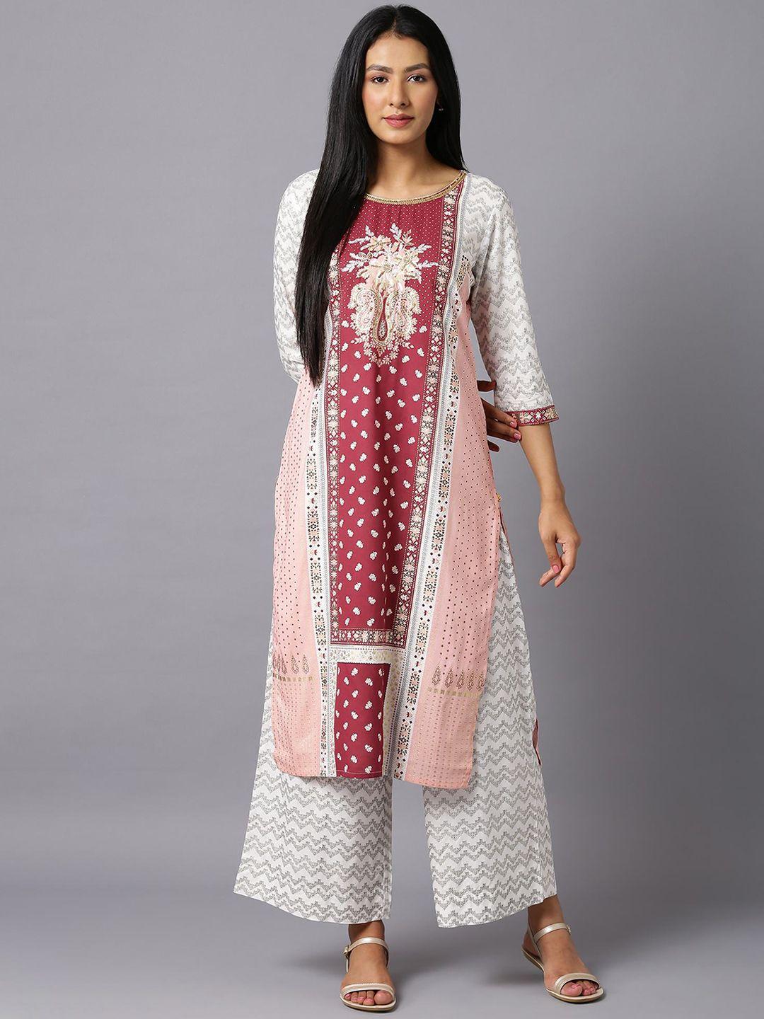 aurelia women red printed kurta