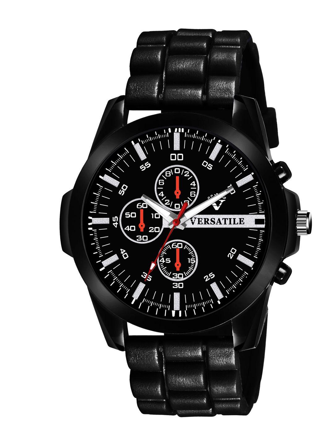 versatile men black brass dial & black bracelet style straps analogue watch blacky men 5