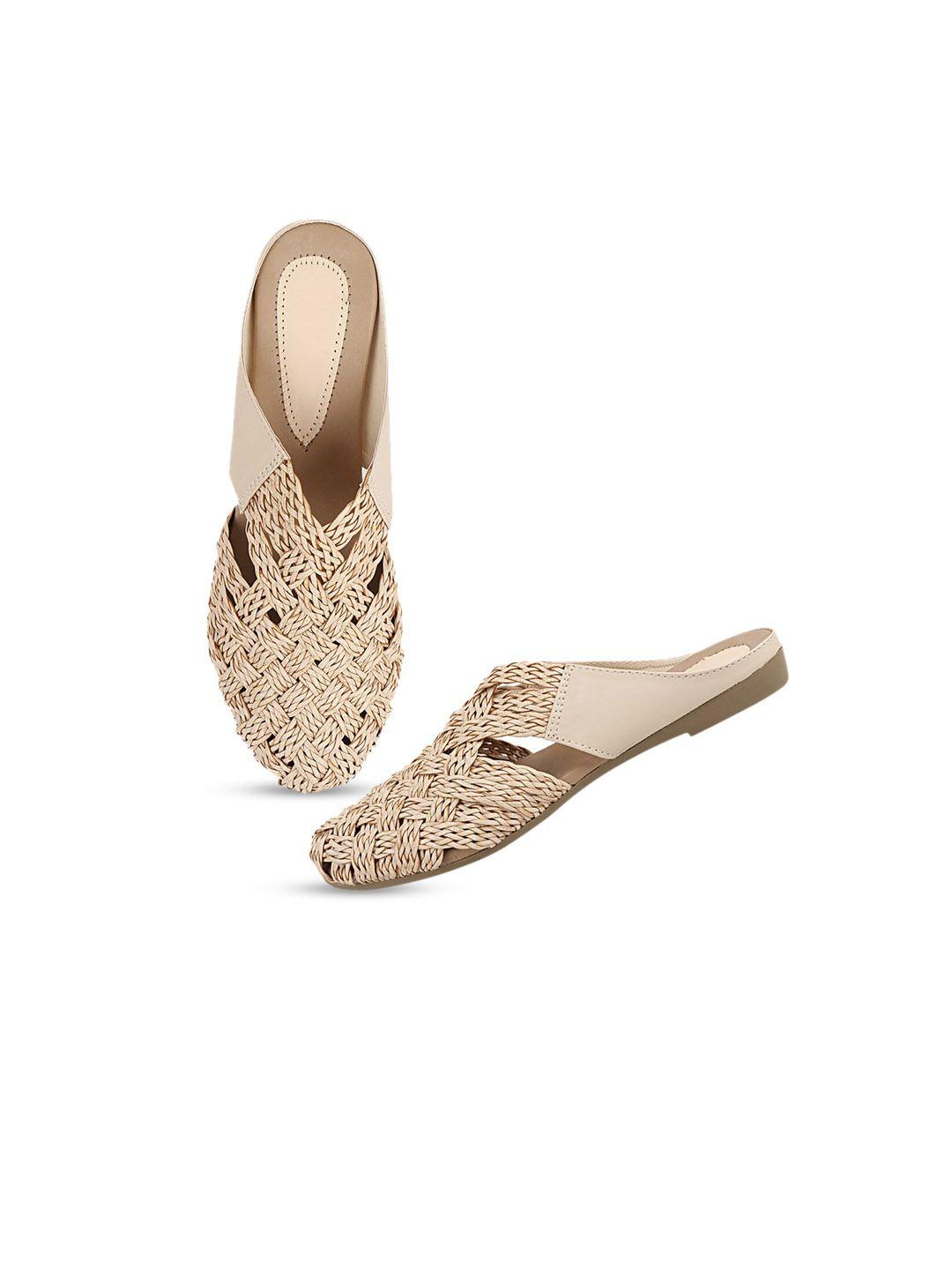 the white pole women cream-coloured mules flats