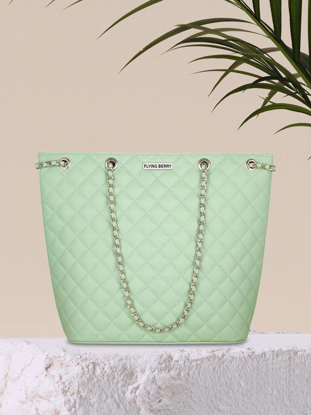 flying berry green textured pu structured shoulder bag