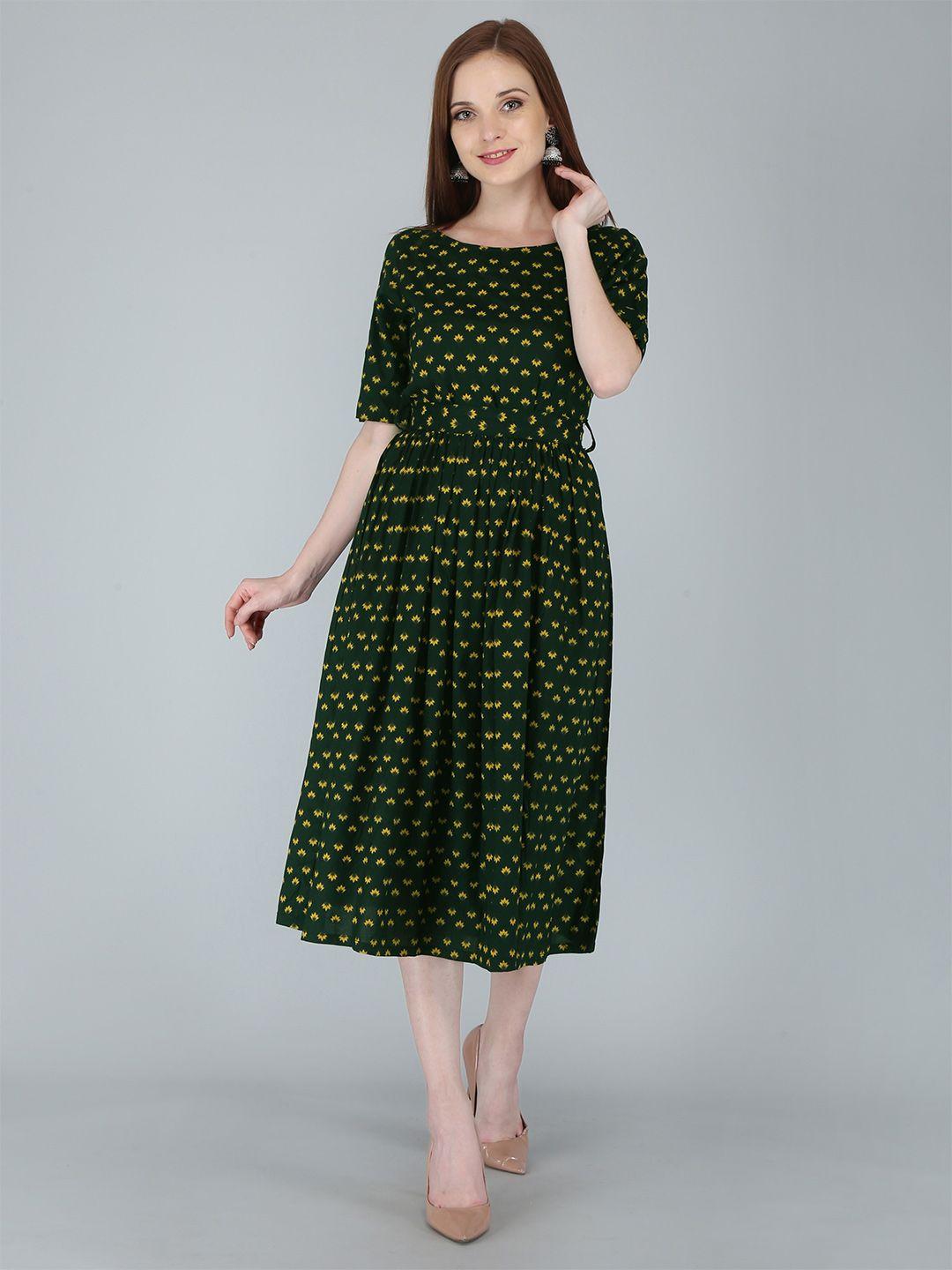 kalini green & yellow floral midi dress