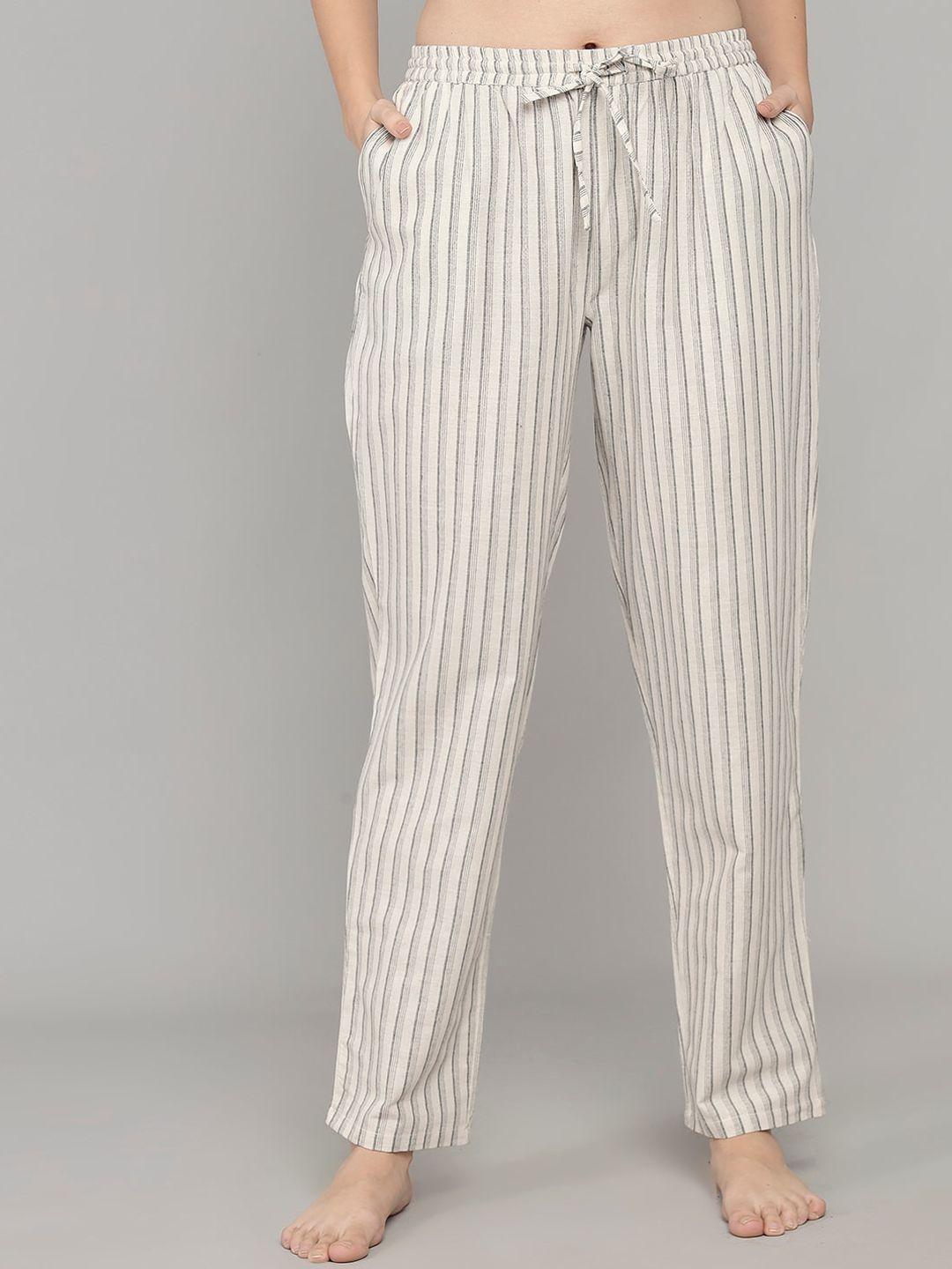 shararat women grey striped cotton lounge pants