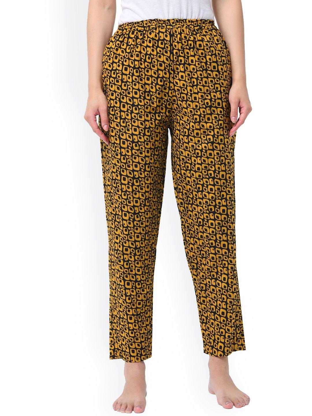 shararat women mustard yellow printed lounge pants