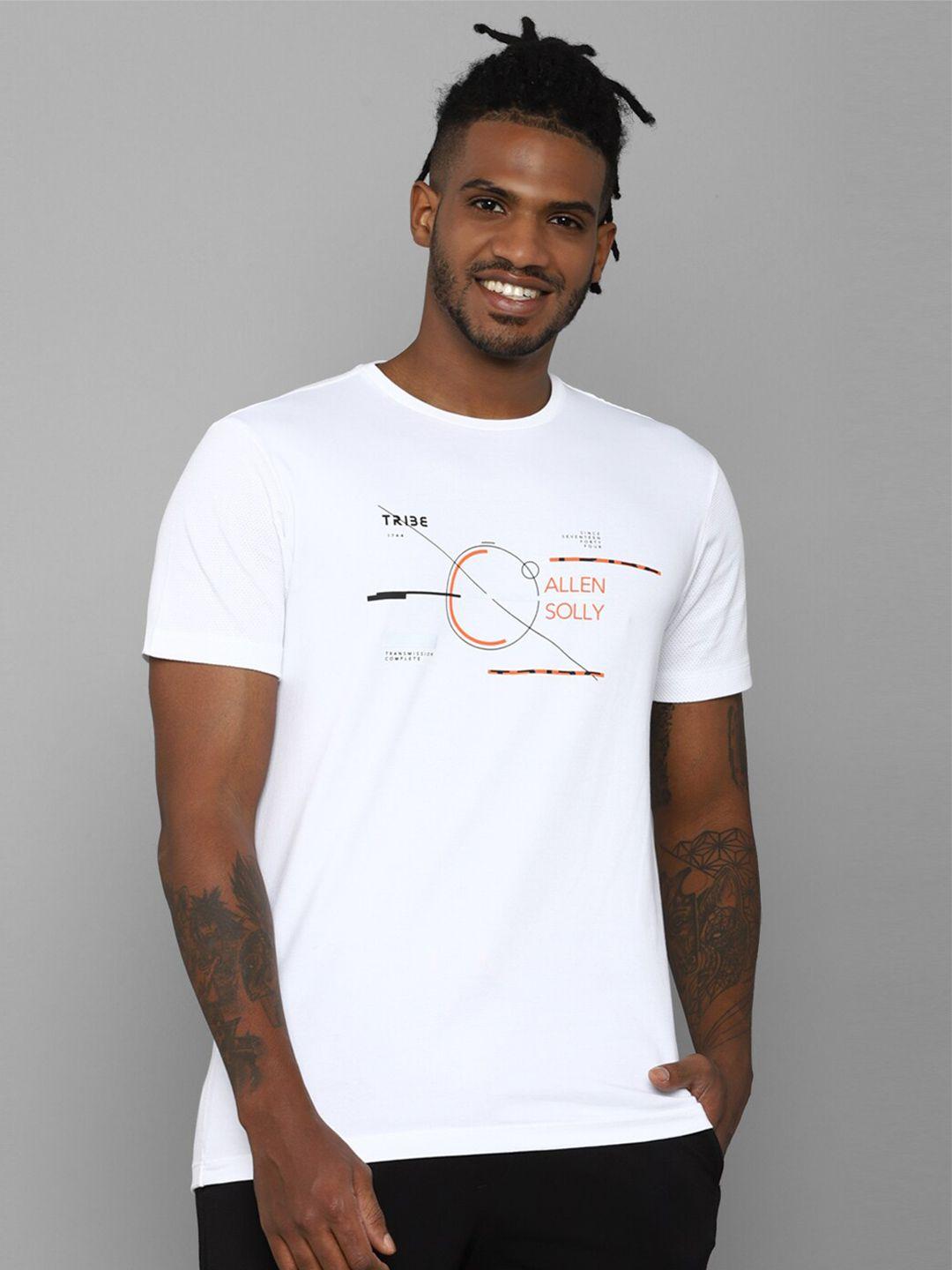 allen solly tribe men white typography printed applique t-shirt