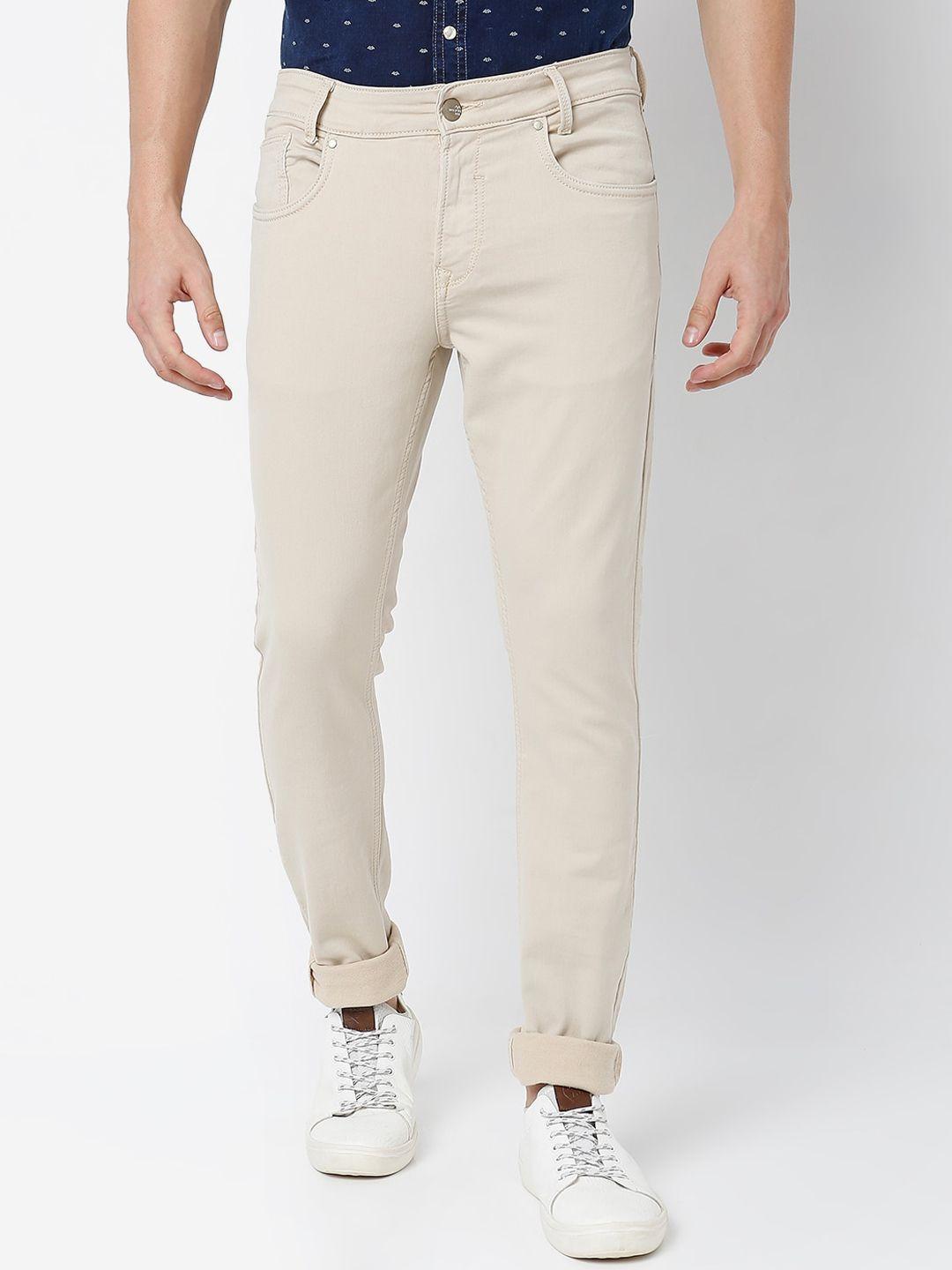 mufti men khaki skinny fit trousers